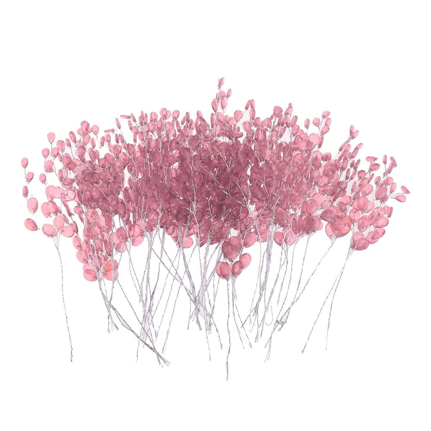 YMLOVE 50Pcs/Set Water Drop Artificial Acrylic Flower Picks Crystal Diamante Flower Branches For Party Wedding Floral Decoration (Pink)