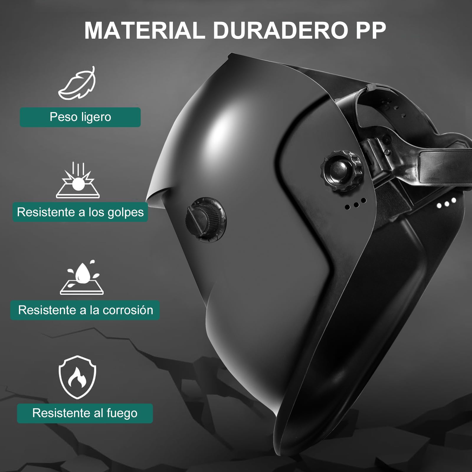 HYCHIKA Máscara de Soldador Auto Oscurecible - Casco de Soldador Solar con Pantalla Ajustable DIN 9-13 y 2 Sensores Independientes, Casco de Soldador con Batería Reemplazable, Gorro de Soldador