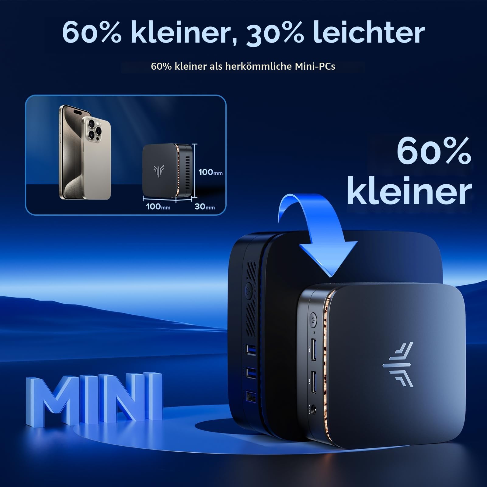 NiPoGi Essenx E1 Mini PC W-11 Pro Ιntel Alder Lake N97(bis 3,6 GHz) 16 GB DDR4 1 TB SSD, Mini Computer HDMI 2.0+DP 1.4 Dual UHD Display 4K@60Hz Desktop PC Gigabit Ethernet/2.4+5G WiFi/BT4.2 für Büro