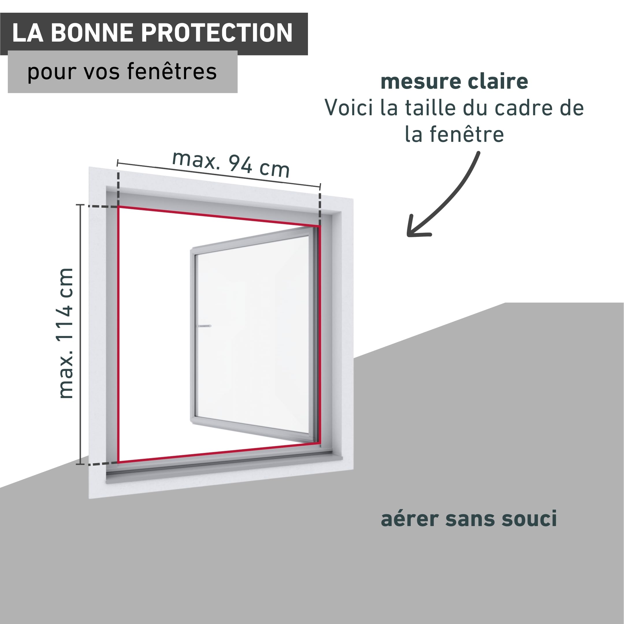 Windhager Moustiquaire fenêtre magnétique, 100x120 cm, blanc, cadre aimanté sans perçage, maille fibre de verre résistante, recoupable, montage facile pour fenêtres standard, 04300