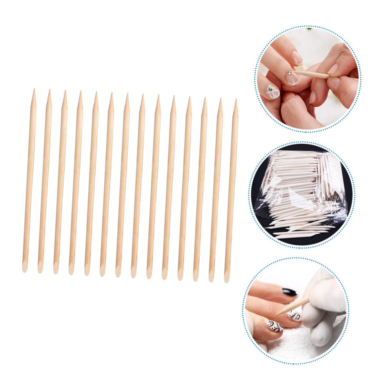 SOESFOUFU Cuticle Wood Stick Nail Pusher Remover 100pcs Manicure Supplies Nail Art Tools for Home Salons