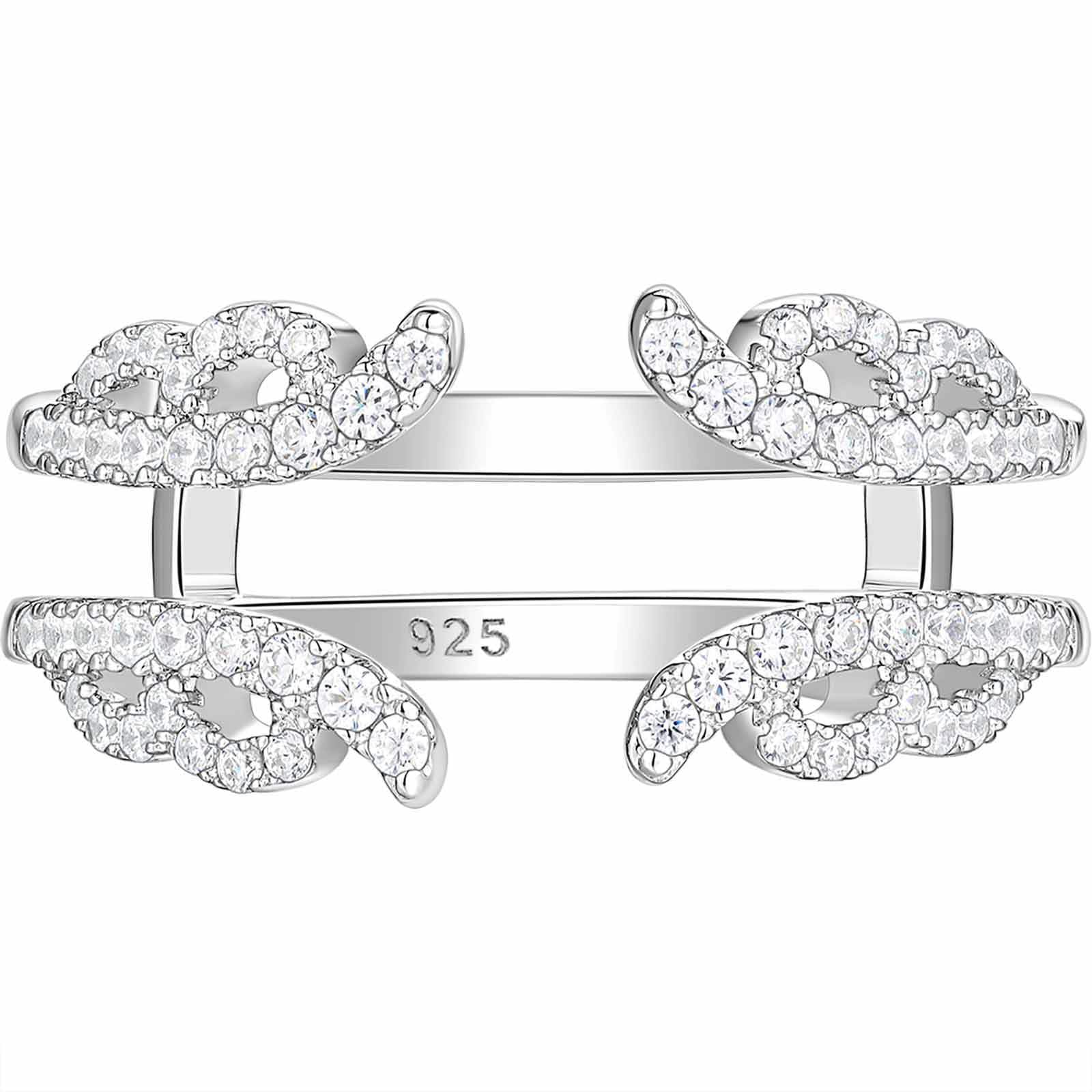 Blongme Ring Enhancer for Engagement Rings Vintage Guard Wrap Wedding Band for Women 925 Sterling Silver Cubic Zirconia Cz Size 5-10