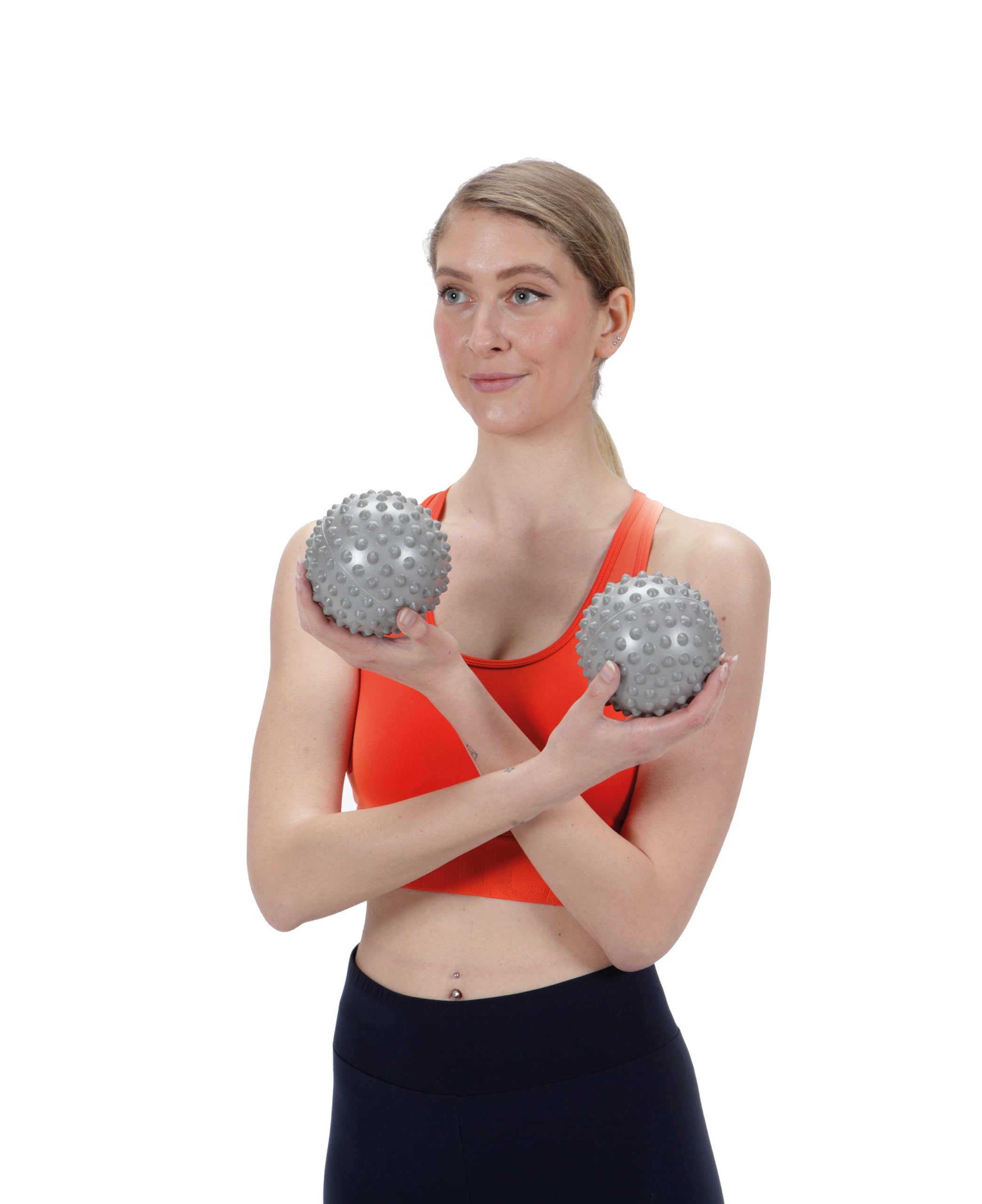 Gymnic Senso Pro Palla sensoriale grigia gonfiabile per pilates, yoga e rilassamento, ideale per esercizi miofasciali e di equilibrio con stimolazione tattile profonda