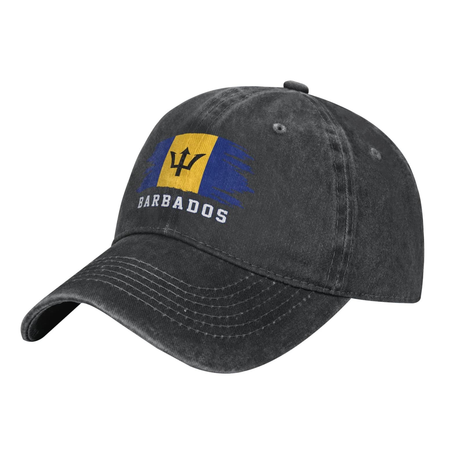 Yingd Unisex #132 Cowboy Baseball Cap Barbados Flag Barbadian Adjustable Sun Hat Breathable Baseball Cap For Men Women
