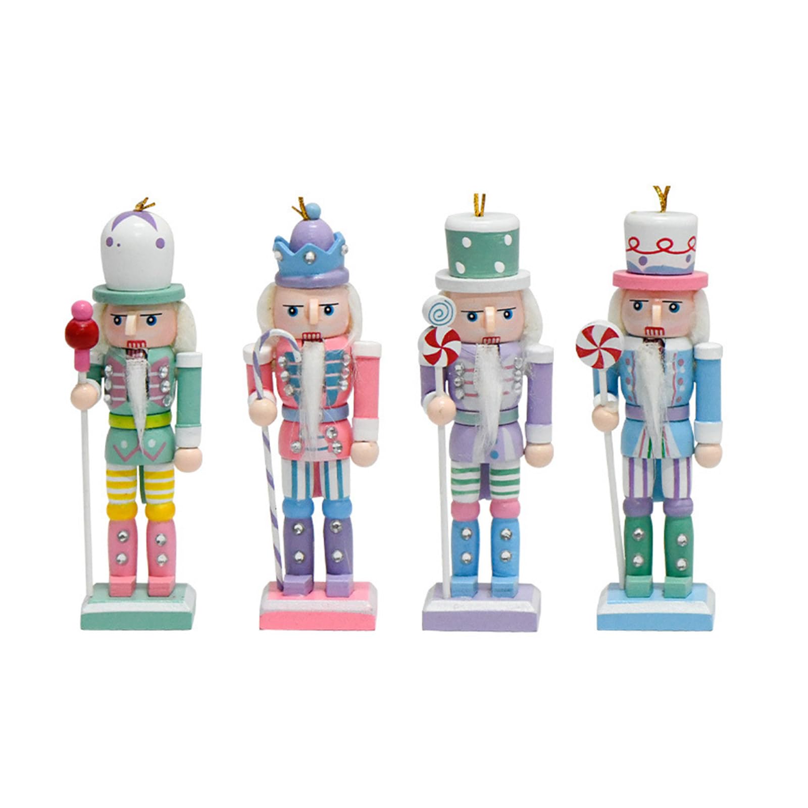 Tsophreniq Of 4 Wood Soldier Doll Figures for Christmas Decorations Gift Pendants Symbol of Heroism and Decorations