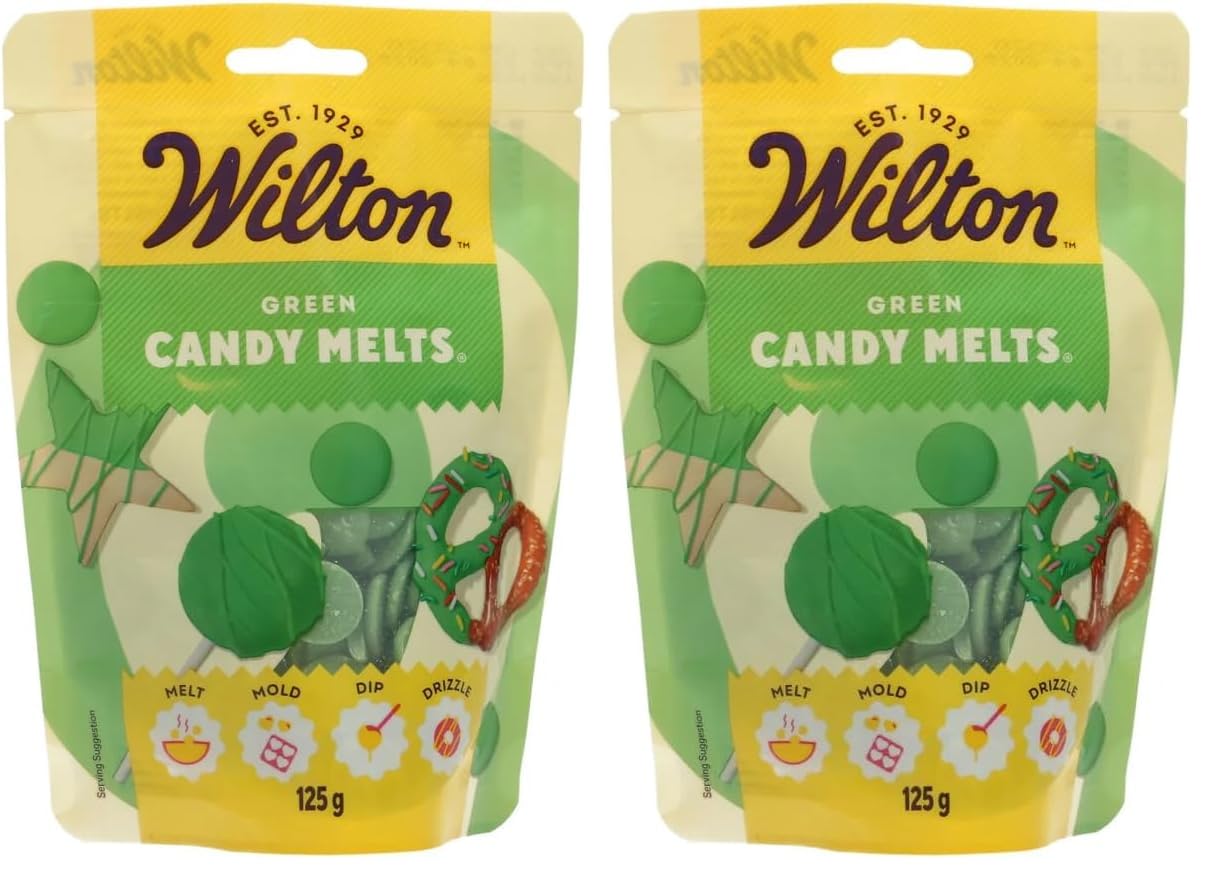 Wilton Candy Melts Dunkelgrün: Schmelzende Glasur mit Süßem, Cremigem Geschmack zum Gießen, Dippen und Dekorieren - für Cake Pops, Keksen, Pralinen und Kuchen - 125 g (Packung mit 2)