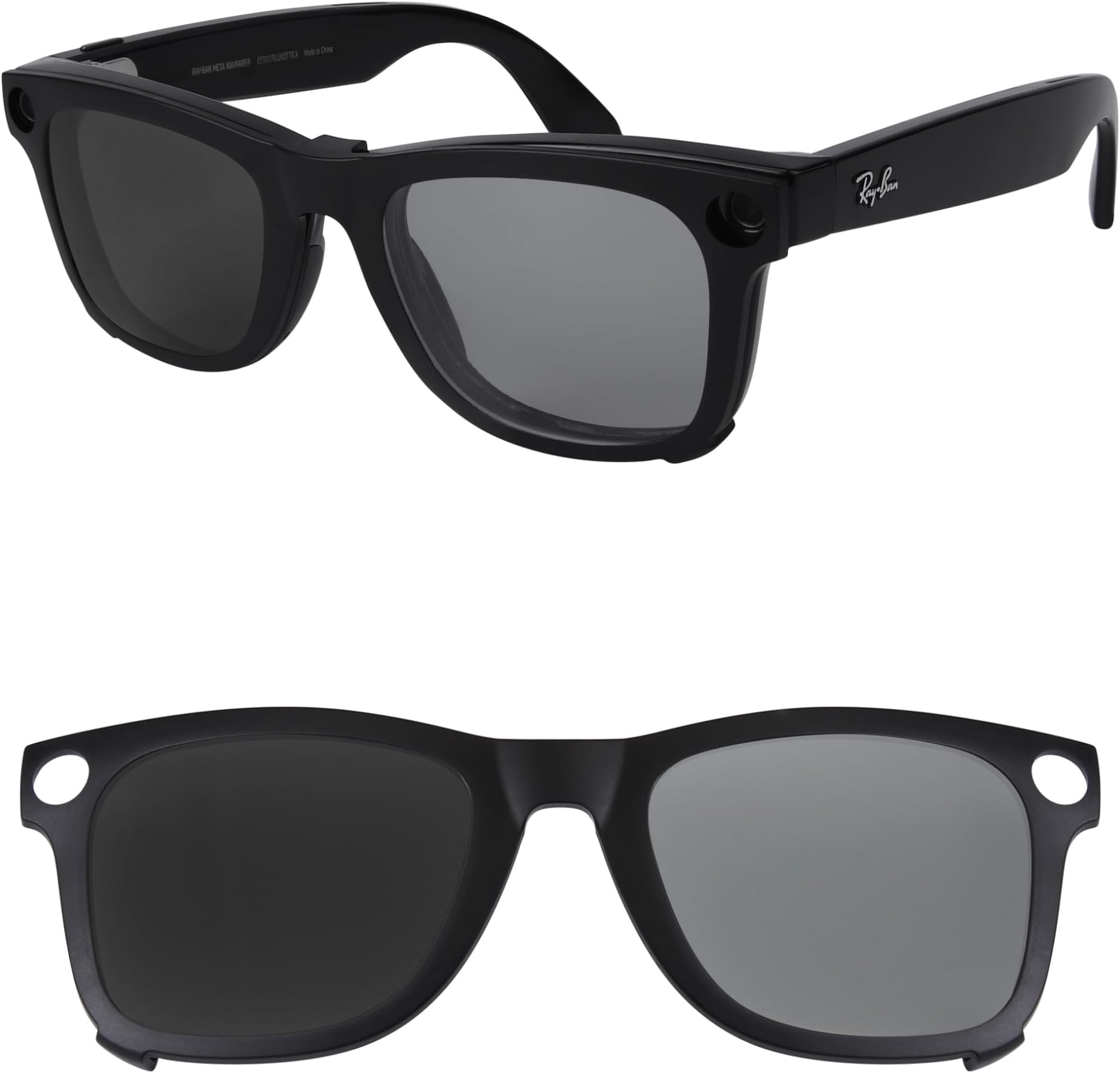 Non-Polarized External Mount Clip-on for Ray-Ban Meta Wayfarer RW4006 & Gen 2 RW4012 50-22 for Men Women UV Protection-Grey Photochromic