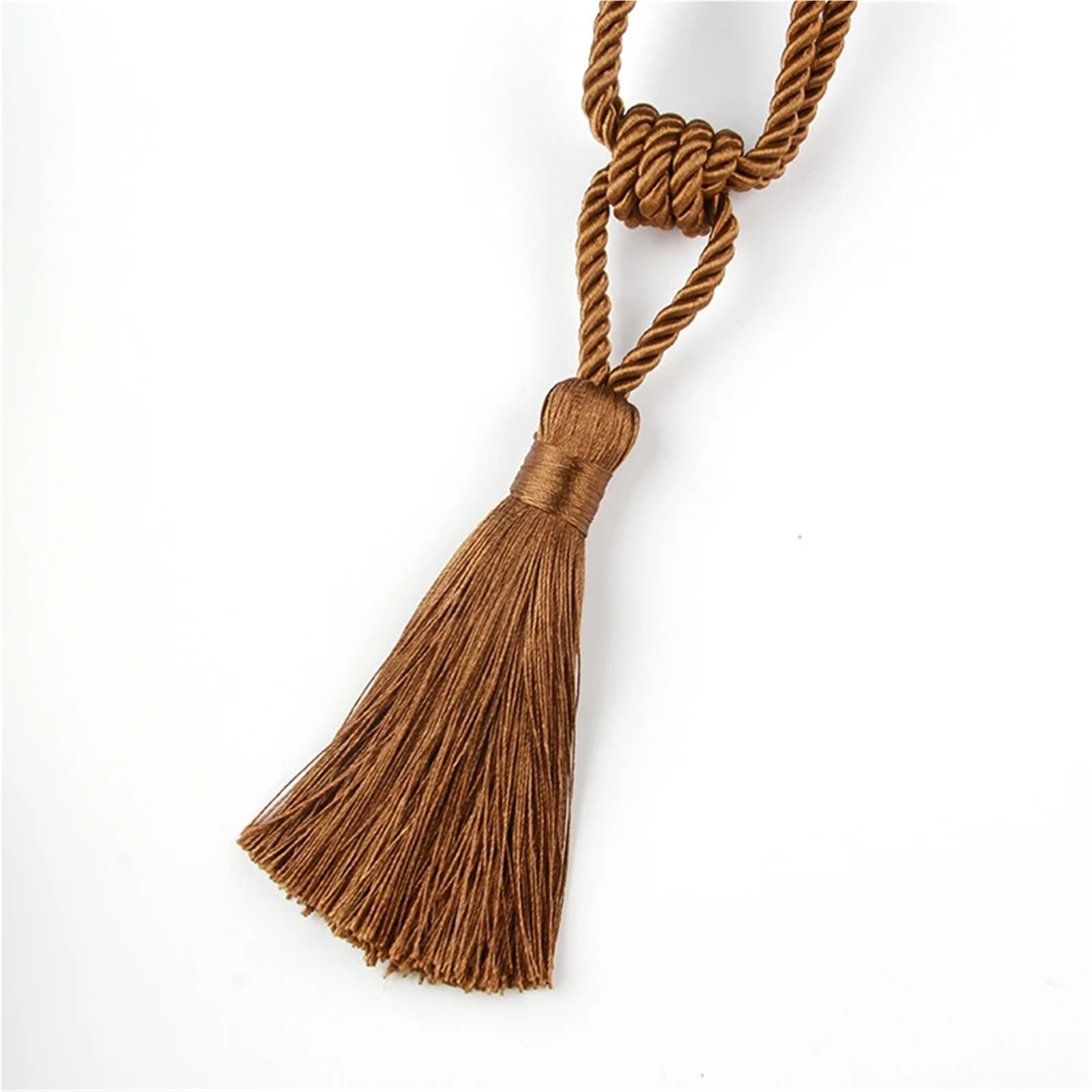 Embrasses de Rideaux, 1 Embrasse de Rideau à Pompons Faite la Main, Accessoire décoration for Chambre et Maison(Coffee,2p)