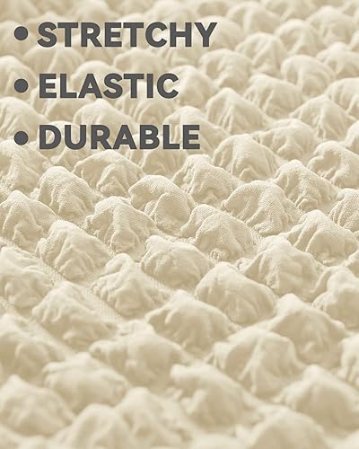 Miniatura 3 de Funda para sillón de 1 pieza con falda, duradera, lavable, de alta elasticidad, fácil ajuste, protector universal de muebles (1 plaza, beige)