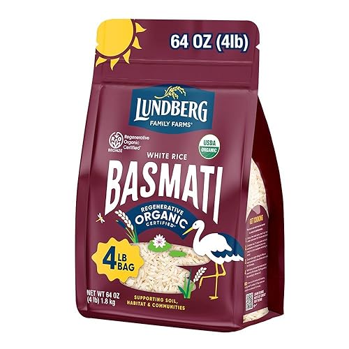 Lundberg Family Farms - Arroz basmati blanco orgánico de California agradable Aroma textura esponjosa no se aglutina cuando se cocina arroz a granel Lundberg Family Farms - Arroz basmati blanco orgánico de California agradable Aroma textura esponjosa no se aglutina cuando se cocina arroz a granel