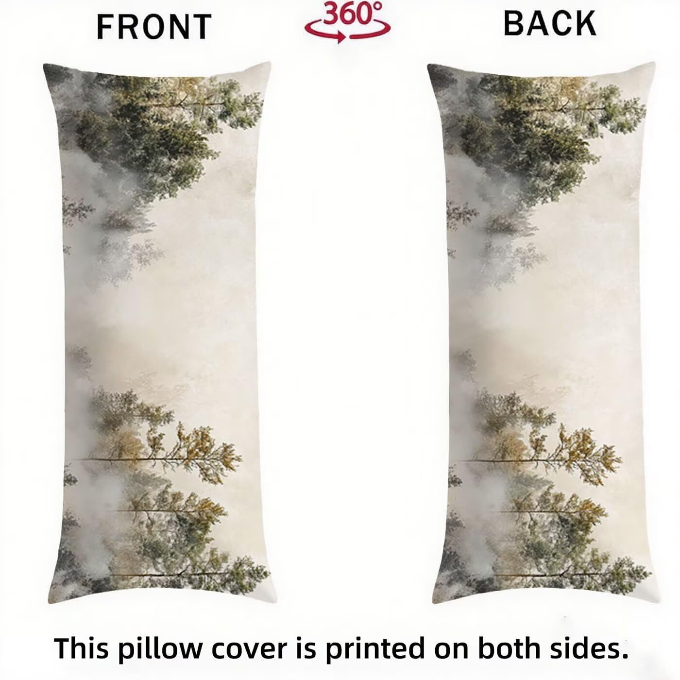Gris Taie de Traversin 180 cm Taie d'oreiller, Arbre Housses de Ccoussin Maintien Optimal des Cervicales Oreiller, Double Face Velours Doux pour Femme Enceinte Oreillers Long et Confortable Q-3757