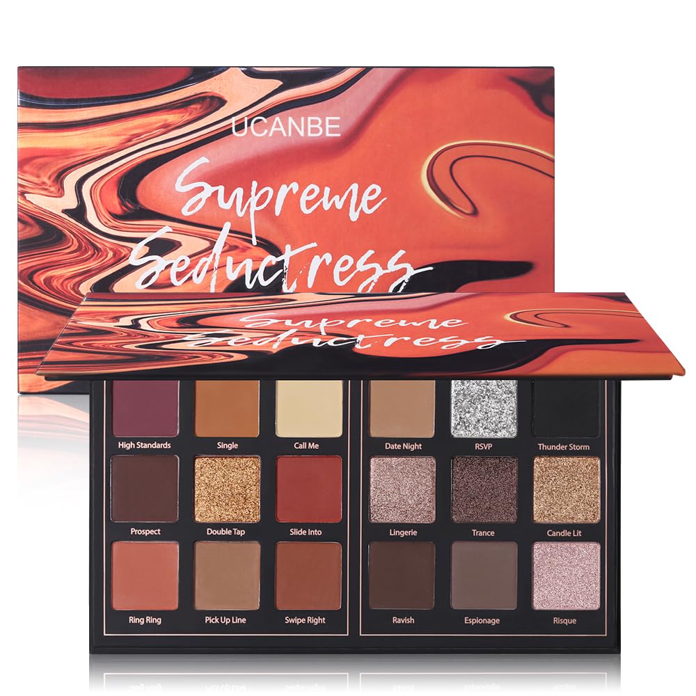 Pro 18 Colors Eyeshadow Palette Matte Shimmer Eye Shadow Palette Highly Pigmented Blendable Shadow Long Lasting Waterproof Makeup Cosmetics (01# Seductress)