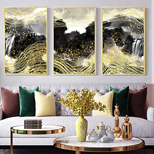 Photos peintures à l'encre pour décoration de salon chic triptyque 60x80