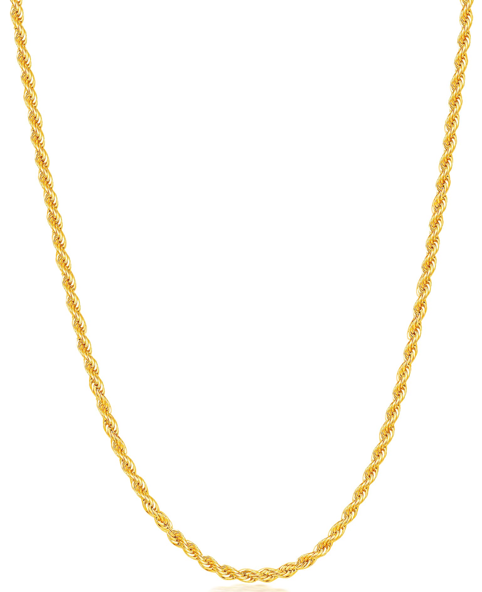Fiusem 18K Gold Plated Rope Chain for Men, 18K Gold Plated Chain Necklace, Stainless Steel Necklace for Men and Women