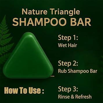 Nature Triangle Shampoo Bar, Green Shampoo Bar, Usman Grass 𝐒hampoo 𝐁ar, Gentle Cleansing & Nourishing Care for All Hair Types (1PCS)