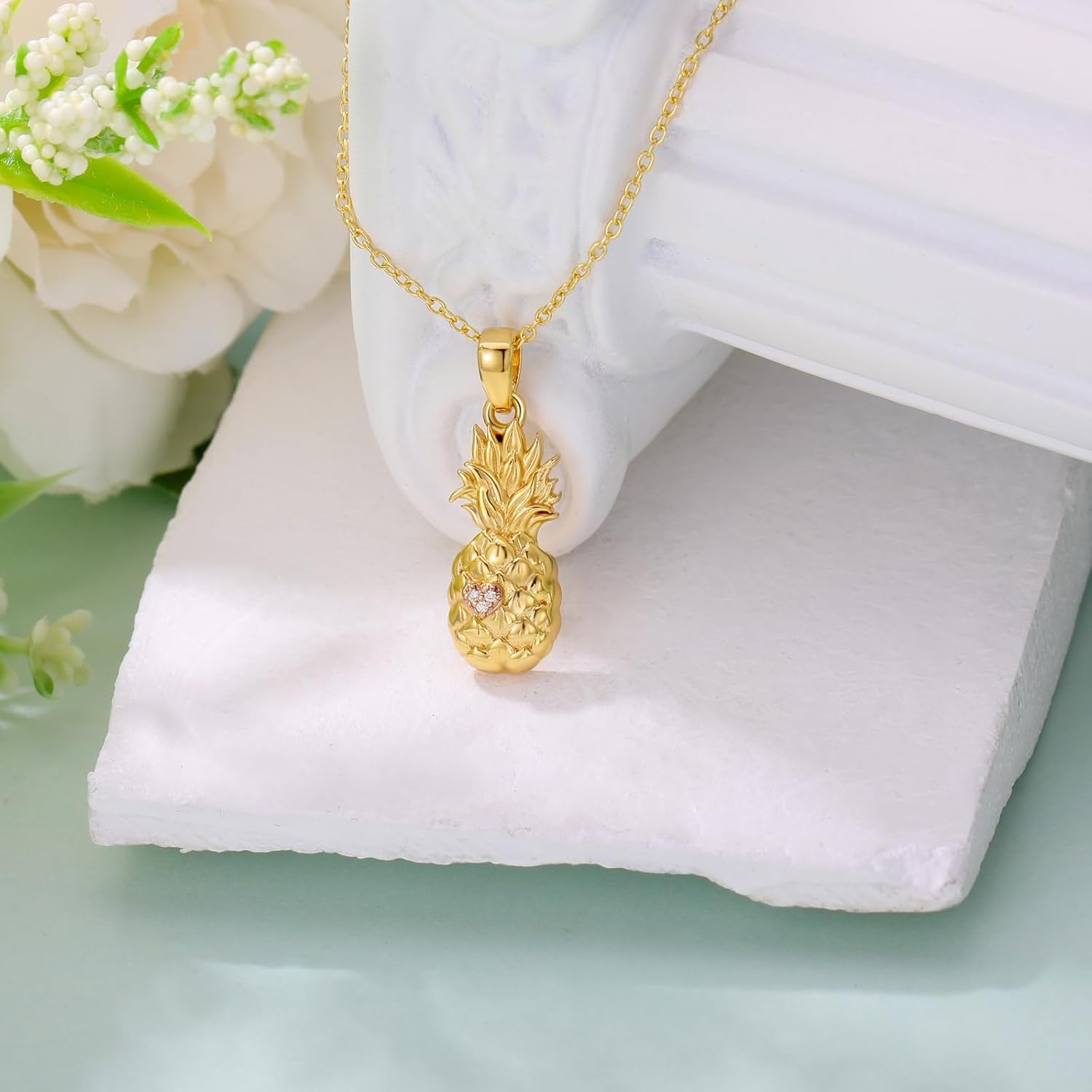 Diamond Pineapple Necklace for Women 925 Sterling Silver Pineapple Pendant Necklace Pineapple Jewelry Gifts for Mom Wife Girlfriend Daughter Pineapple Lover - Image 6