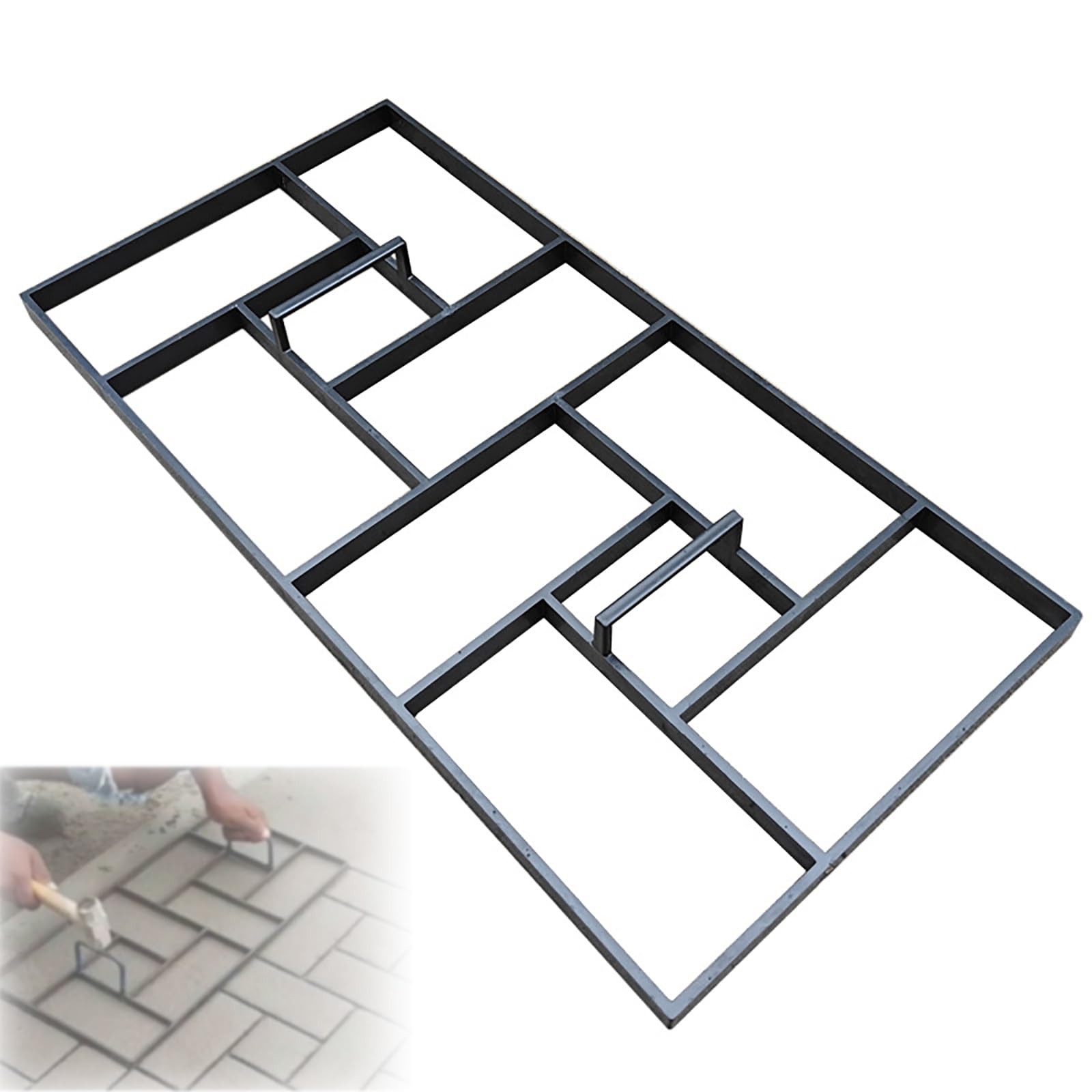 Forma do tworzenia ścieżek betonowych, kwadratowa forma do kostki brukowej na podjazd, materiał plastikowo-stalowy, narzędzie do układania kostki brukowej DIY, wielokrotnego użytku plastikowa forma