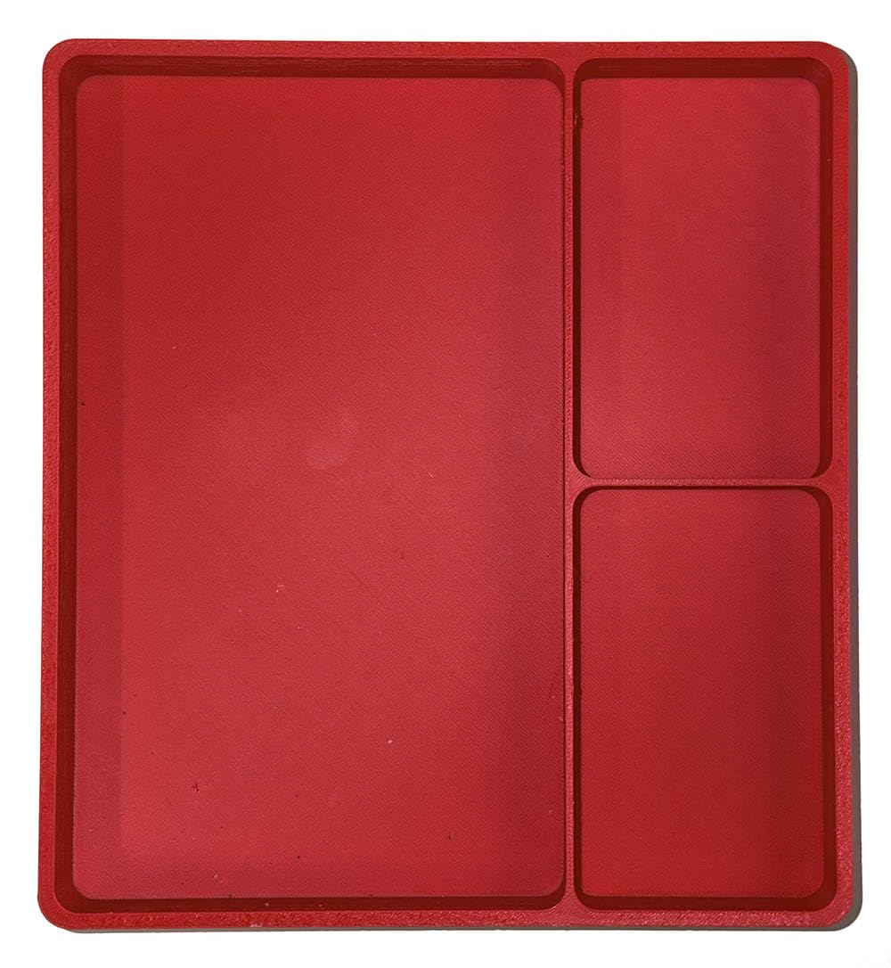 LPC DIRECT 3 Section Parts Tray for LEGO Building and Model Making (Large Red)