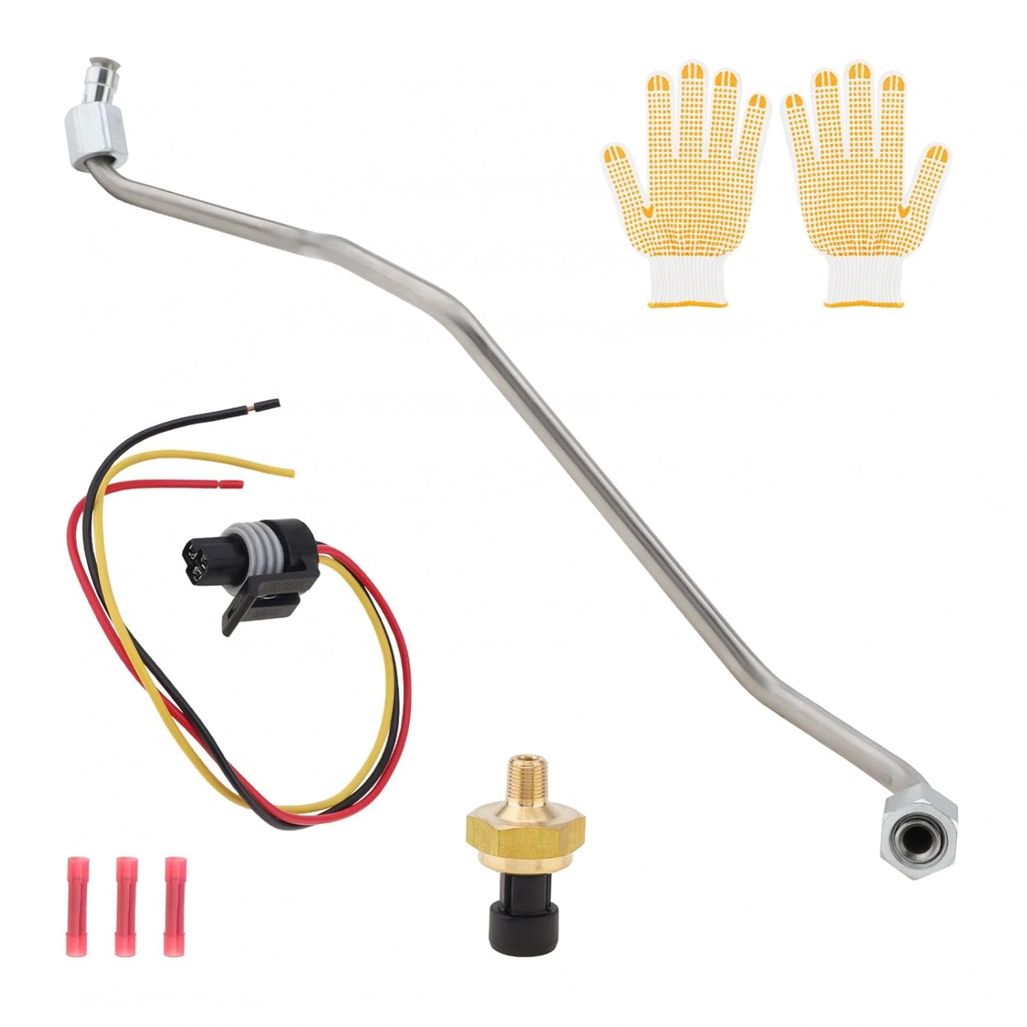 Exhaust Back Pressure Sensor Tube, EBP Sensor with Wire Harness Compatible with Ford F250 F350 F450 F550 E350 E450 Excursion 7.3L 1999-2003, Powerstroke Diesel Replace 1837875C1 1C3Z-9D477-AA