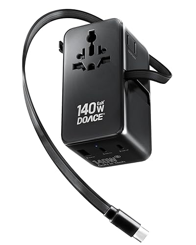 DOACE Universal Travel Adapter, 140W GaN 3.0 European Travel Plug