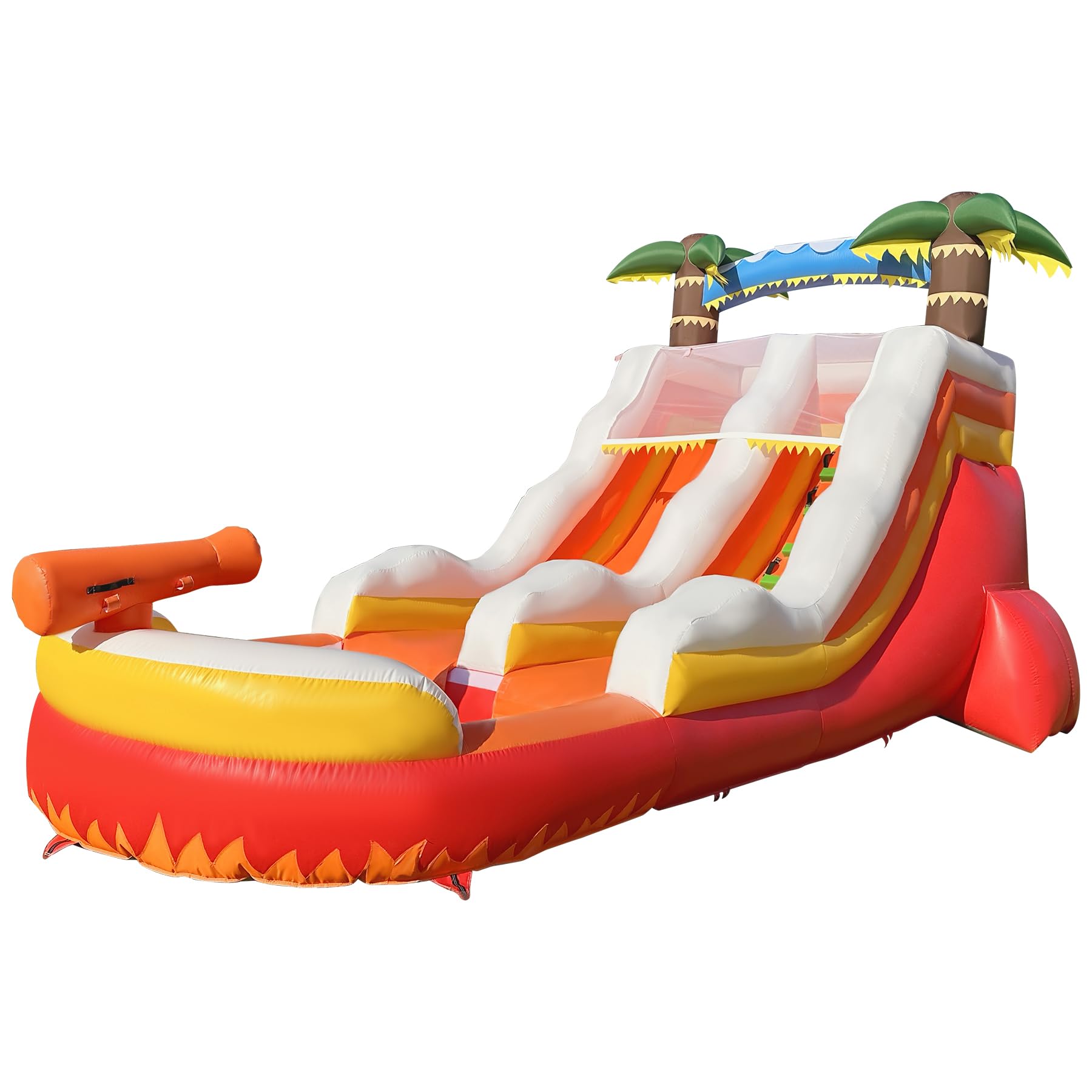 OZIS 23' Red Commercial Grade Water Slide Inflatable with Pool Wet Dry Use and Replaceable Climbing, Tropical Lightweight Premium Water Slide for Kids
