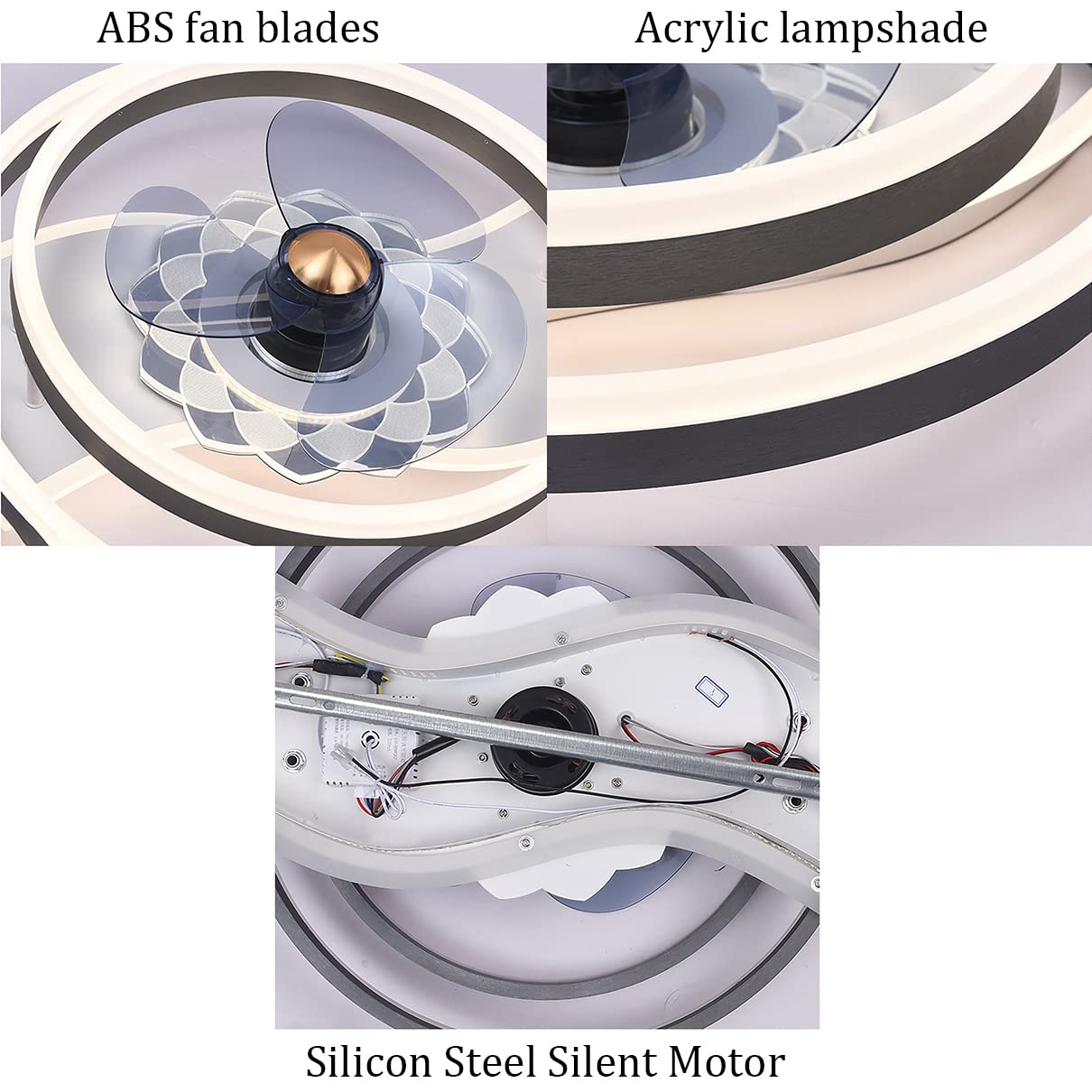 FAXIOAWA Ventilatore da soffitto a LED con Luce silenziosa Ventilatore da soffitto con Telecomando velocità del Vento Regolabile a 6 velocità 3 Colori modificabili per Soggiorno Camera da Letto