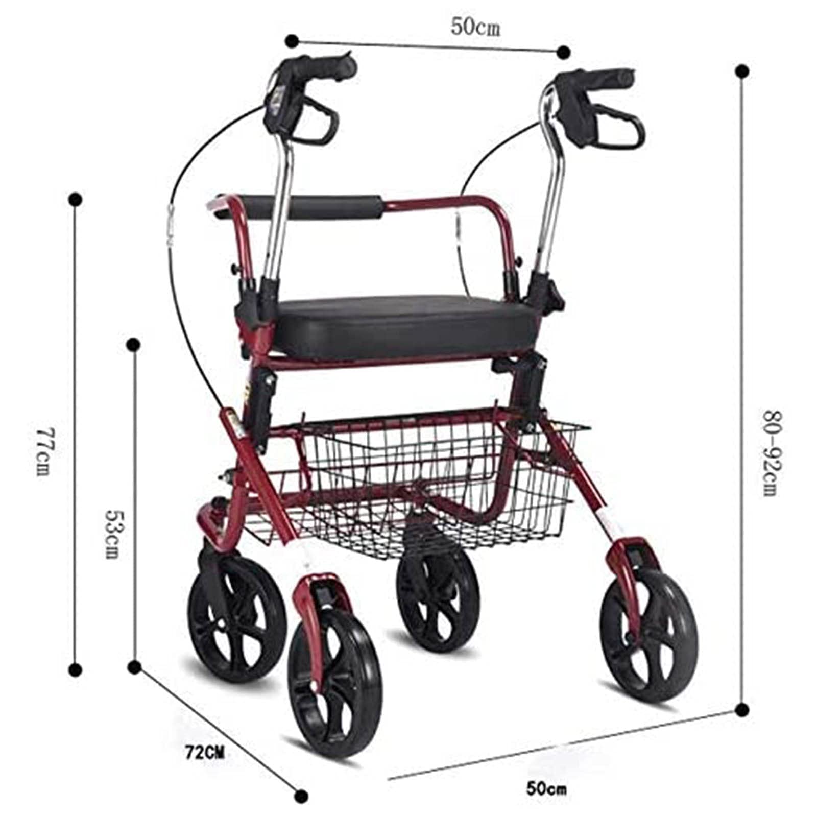 Andador Plegable Andador Andador De Transporte Andador con Asiento Y Ruedas - Andador Plegable Y Silla De Transporte Marco Ligero