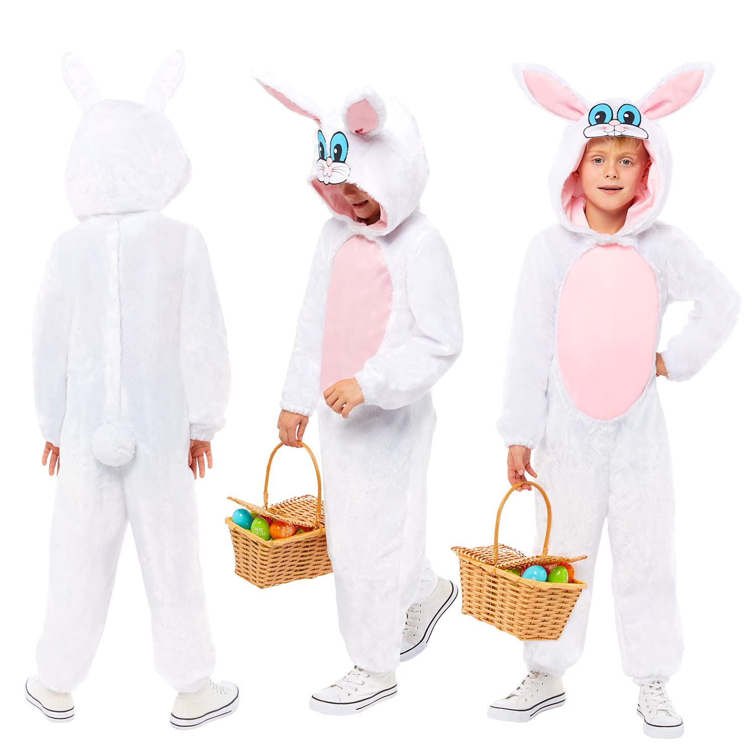 amscan - Kids Easter Bunny Plush Jumpsuit & Hood Fancy Dress Costume Age: 3-12 Years