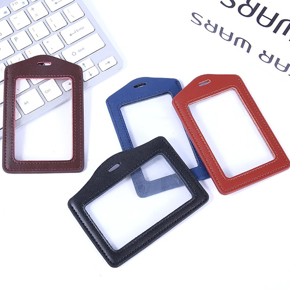 Porte-Badge Professionnel Double Face Fenêtre Transparente - Cuir PU Étanche Format Vertical/Horizontal