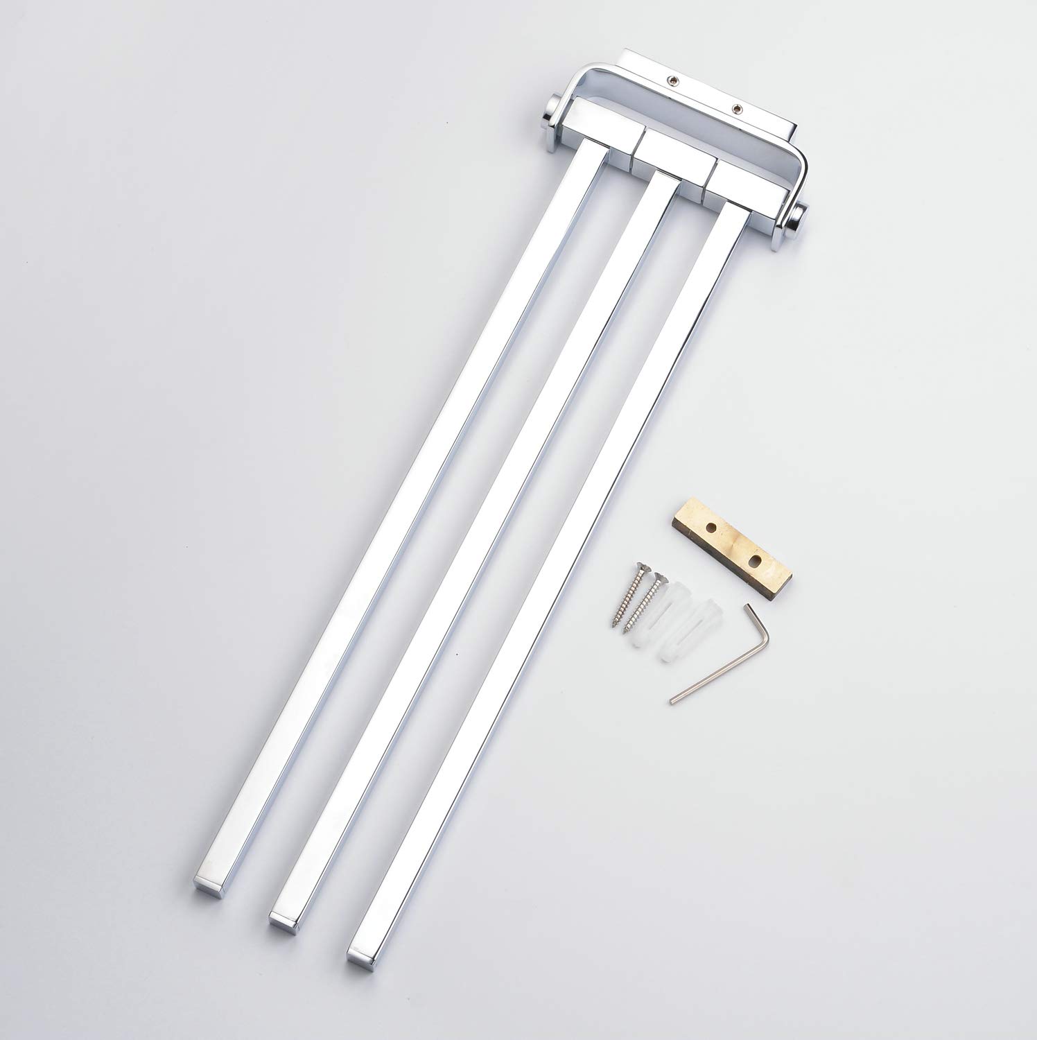 Beelee BA1203 - Portasciugamani girevole a 3 barre per cucina/bagno, ottone, cromato lucido