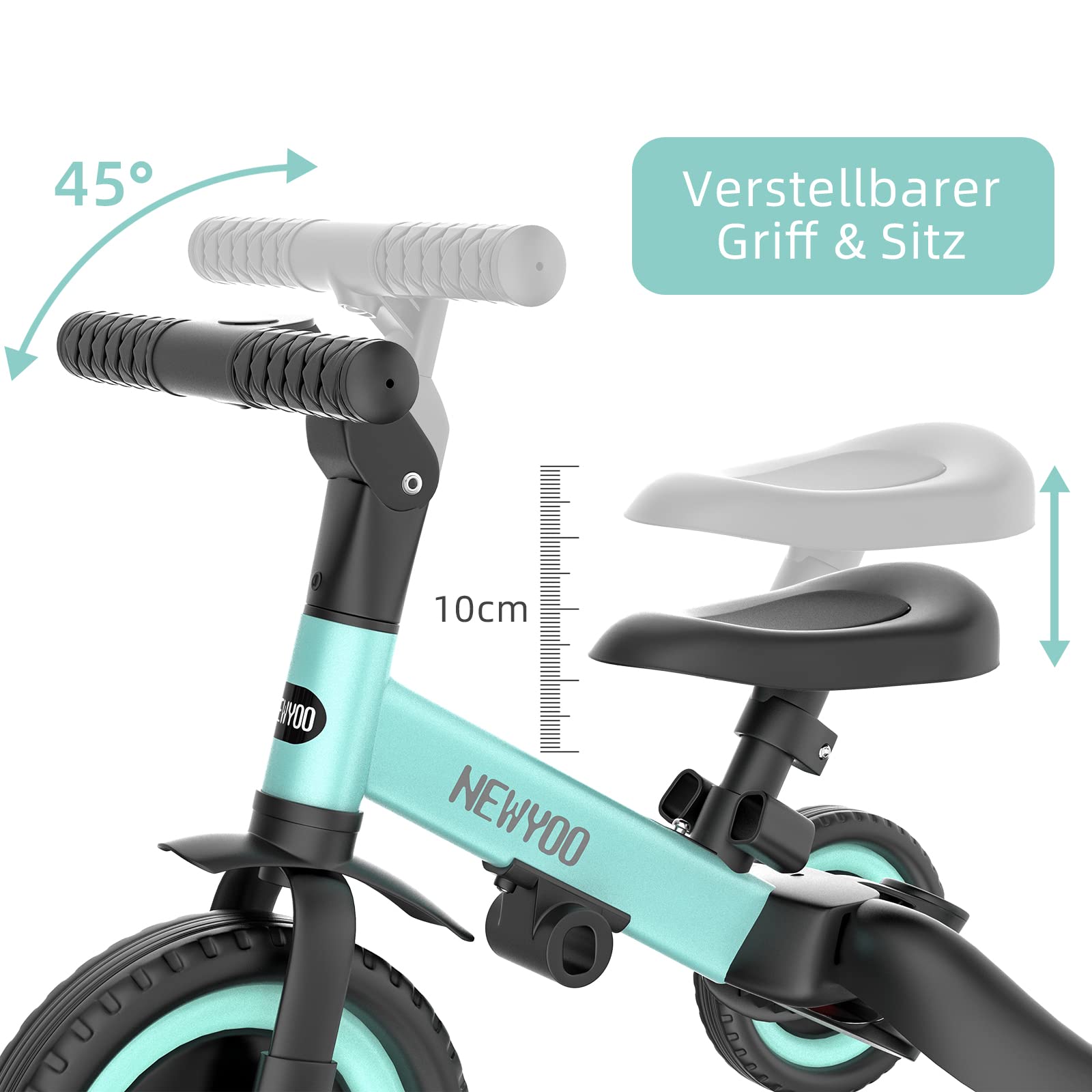 Tricycle Évolutif 6 En 1 Newyoo - Pour Enfant 1 à 3 Ans, Avec Poignée Parentale Et Sécurité