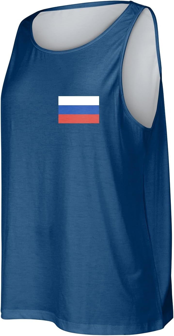 Mens Russian Flag Tank Tops Russia Print Sleeveless Shirt Men Summer Fashion Clothing Plus Size Patriotic Print Tops