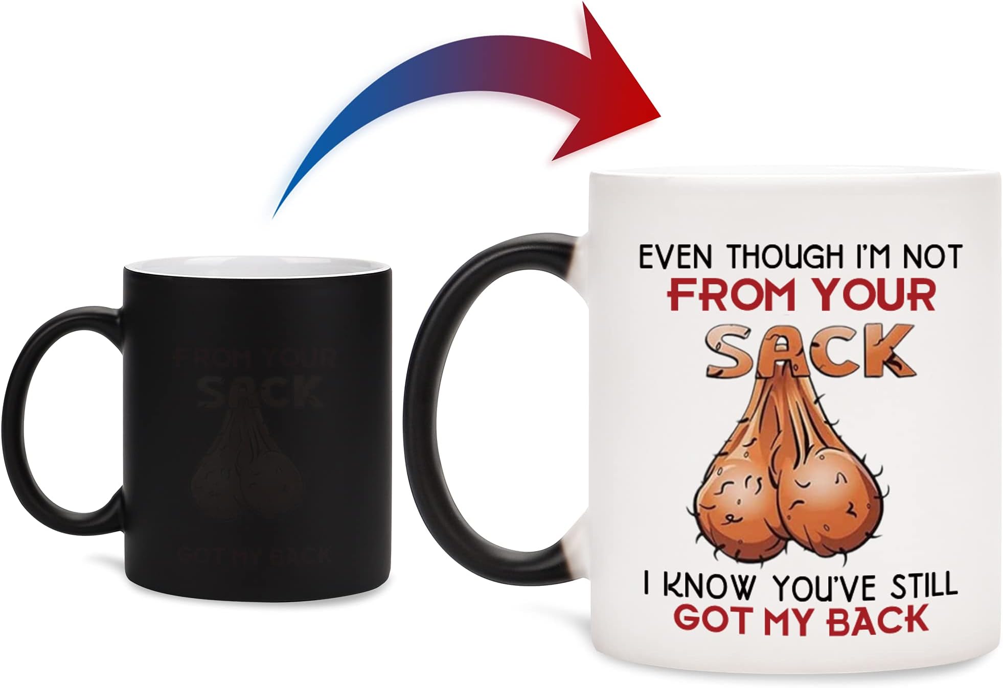 aiyaya Gifts for Stepdad Stepfather Father in Law Bonus Dad - Even Though I'm Not From Your Sack Heat Reveal Mug - Fathers Day Xmas Birthday Gifts - 11 oz Color Changing Mug