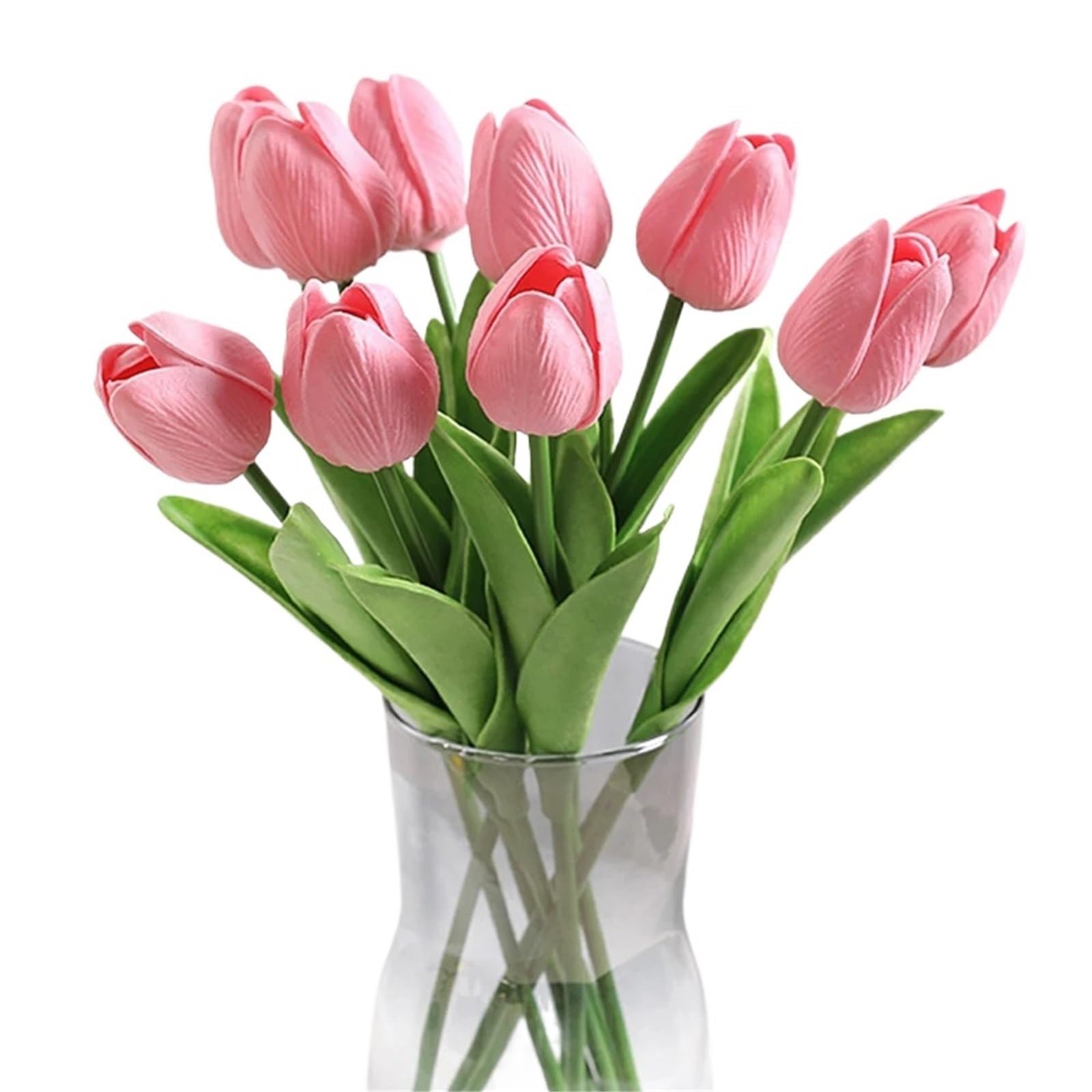 Dcrxz Artificial Flowers 10Pcs Tulip Flowers Artificial Tulip Bouquet PE Foam Fake Flower for Wedding Ceremony Decor Home Garden Bouquet Decoration(DKpink)
