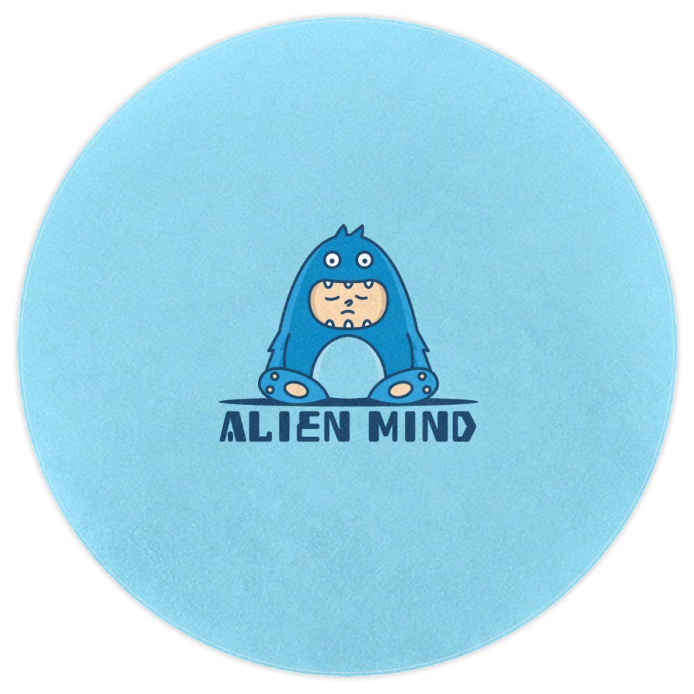 Tapis rond Bleu Alien Mind en tissu polyester de qualité supérieure 120cm