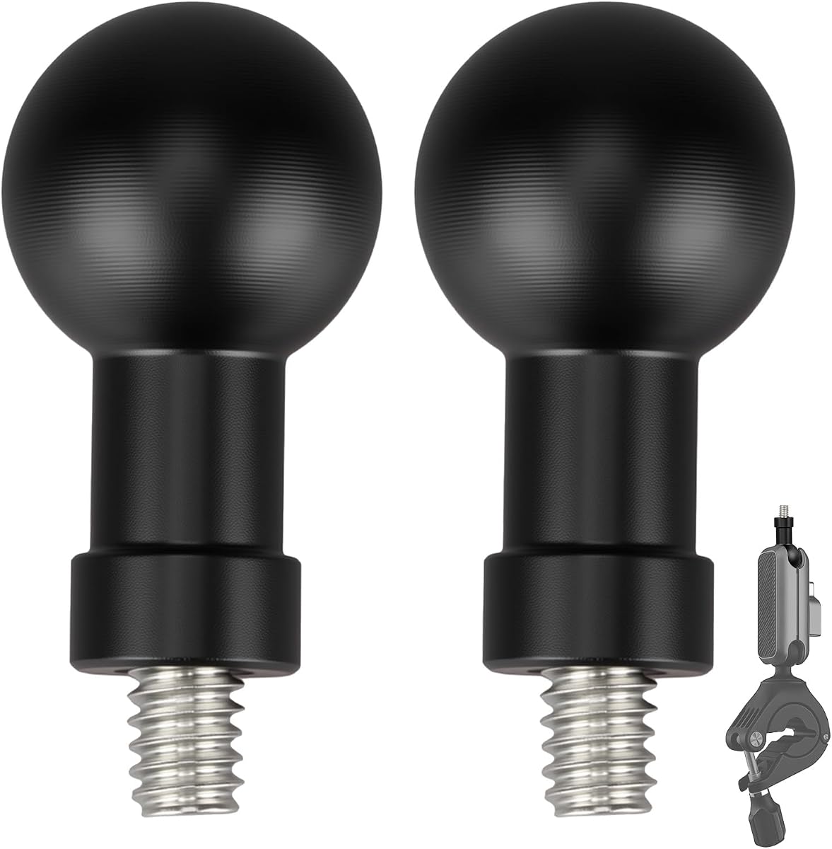 2 Pack 20mm Ball Mount Adapter with 1/4-20 Thread, Aluminum Alloy | Camera Adapter Compatible with Insta360, Gopro and DJI Osmo, Connects to Ram Ball Head Mounts