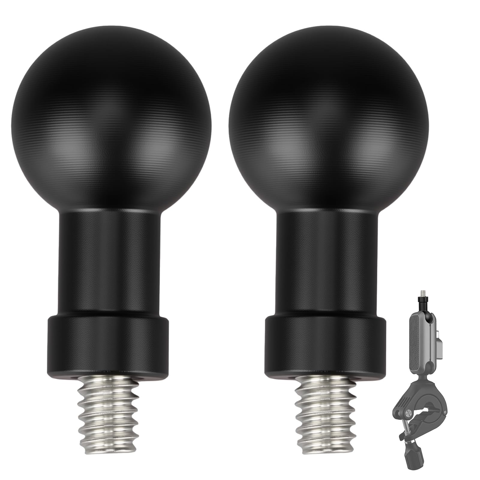 Photo 1 of 2 PCS Aluminum Alloy 20mm Ball Mount Adapter with 1/4"-20 Threaded Stud Compatible with Insta360 One X3, X2, X, R, RS, GoPro, DJI OSMO Camera, 1" Ball Head Adapter for RAM Ball Head Mounts Socket Arm