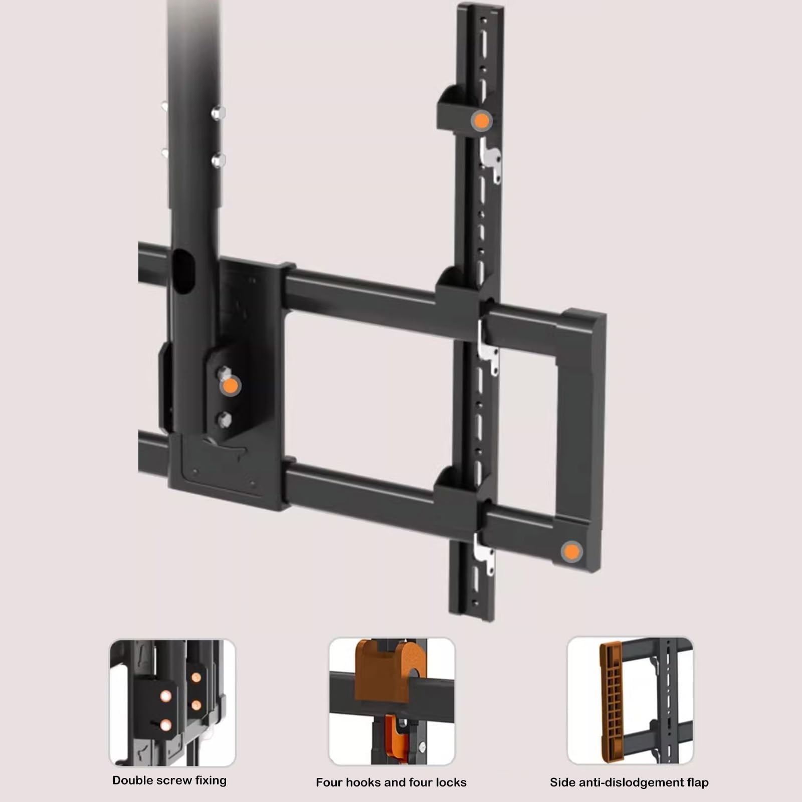 Support de Fixation TV au Plafond - Support TV réglable en Hauteur et Fixation Murale - Support TV à Double Poteau pour écran Plat LED de 55 à 86 Pouces, VESA Maxim,