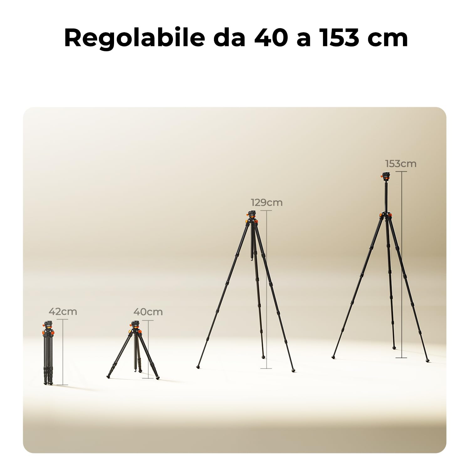 K&F CONCEPT Treppiede Fotocamera in Carbonio 153cm, Cavalletto Fotografico con Testa a Sfera e Arca Swiss, Portata 6kg, Lunghezza Piegata 42cm, Compatibile con Reflex, Mirrorless, Sony, Canon, Nikon