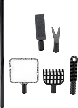 4 in 1 Portable Aquarium Cleaning Tool Kit Fish Tank Cleaning Set with Long Handle Fish Tank Cleaner Net, Shovel, Sponge, Plant Fork - Saltwater & Freshwater Fish Tank