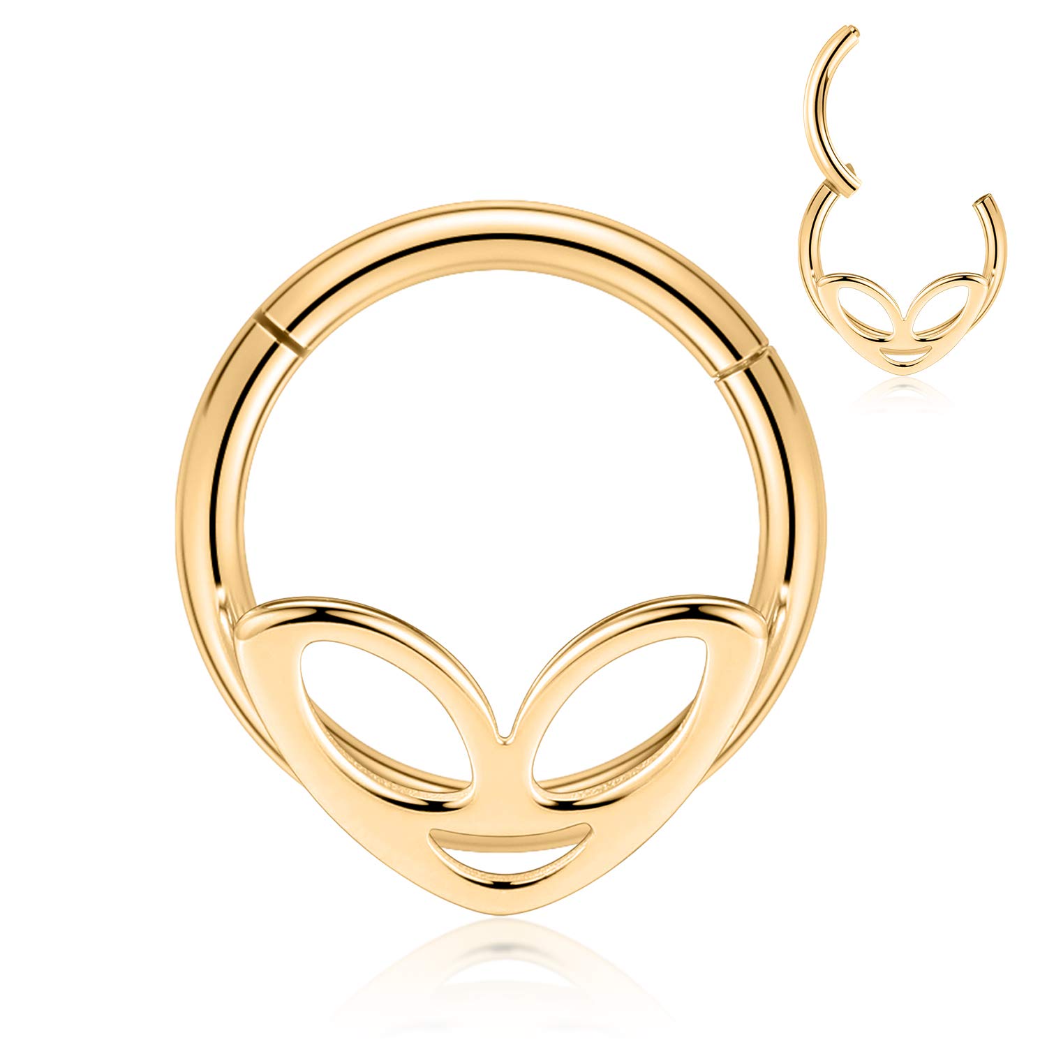 AROWRO 16G Stainless Steel Septum Clicker Daith Earrings Daith Rook Tragus Helix Cartilage Lobe Septum Piercing Jewelry Snake/Pyramid/Arrow/Star Design Hinged Segment Ring — view 28