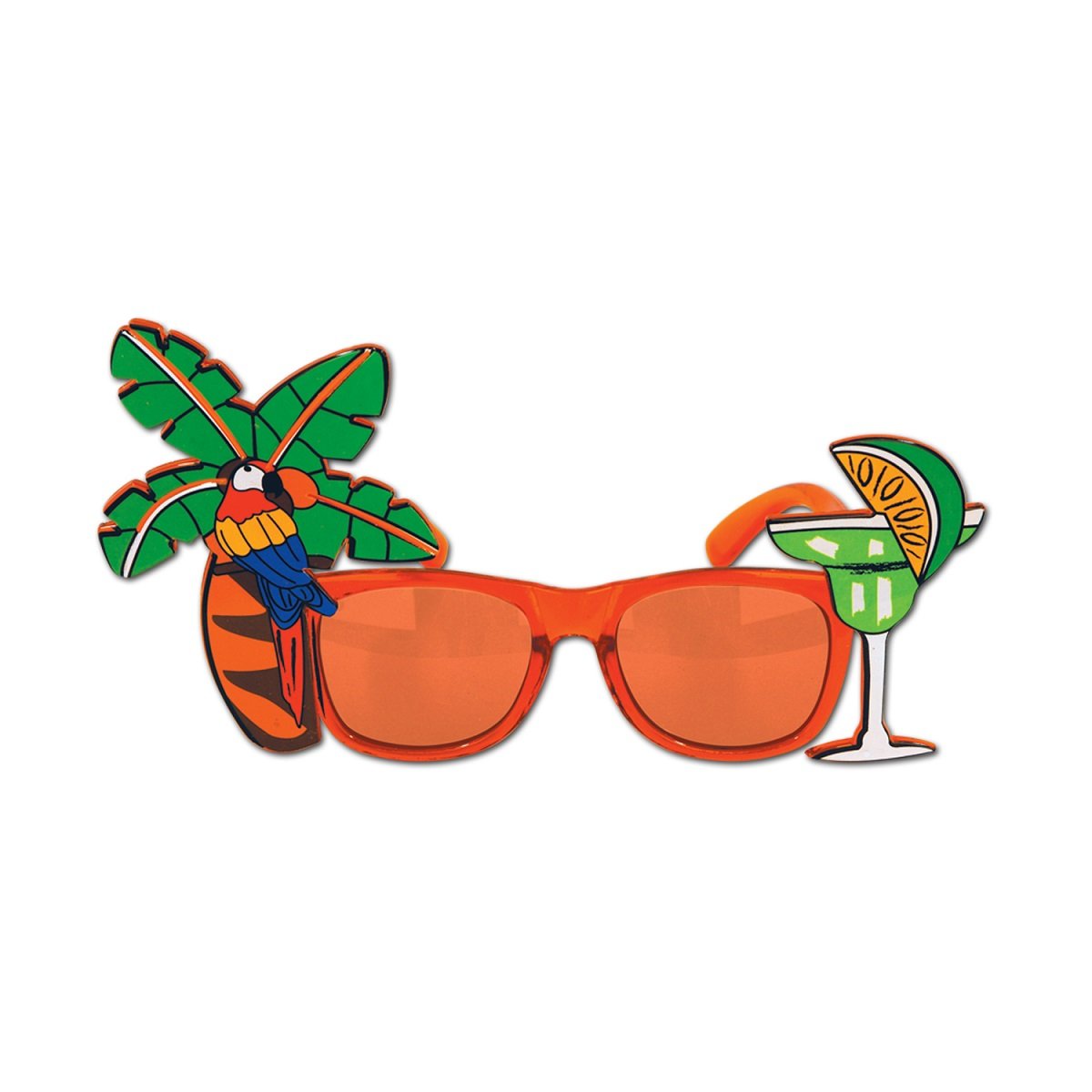 Pack of 6 Orange and Green Palm Tree Party Eyeglasses Costume Accessories - One Size