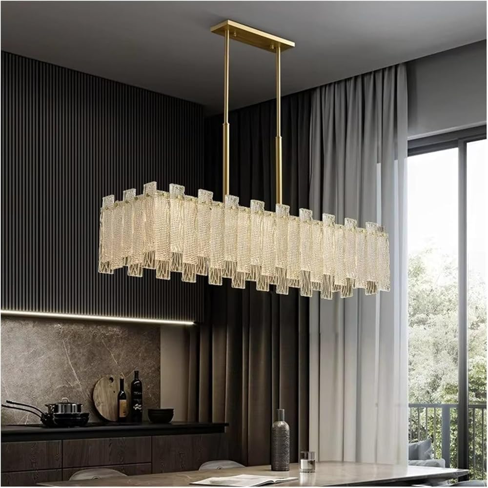 FZQSXAZU Pendant Light Ceiling Shade Crystal Chandelier All Copper Gold Hanging Lamp Decorative for Dining Room Living Hotel Restaurant Kitchen Island Indoor(Cold L125cm)