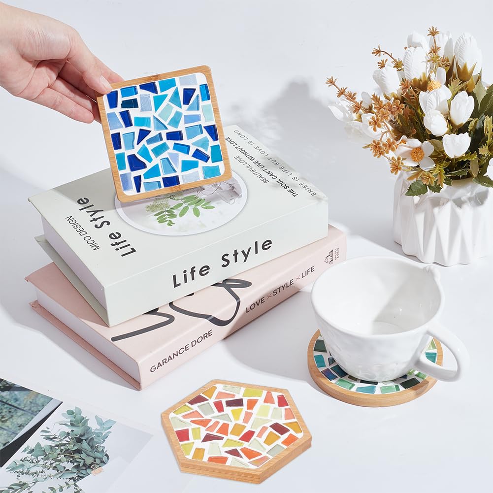 WEBEEDY Kit di sottobicchieri a mosaico fai da te, colori misti, piastrelle a mosaico in vetro fai da te, per artigianato, sottobicchiere per tazza da bere, set artigianale fatto a mano, con