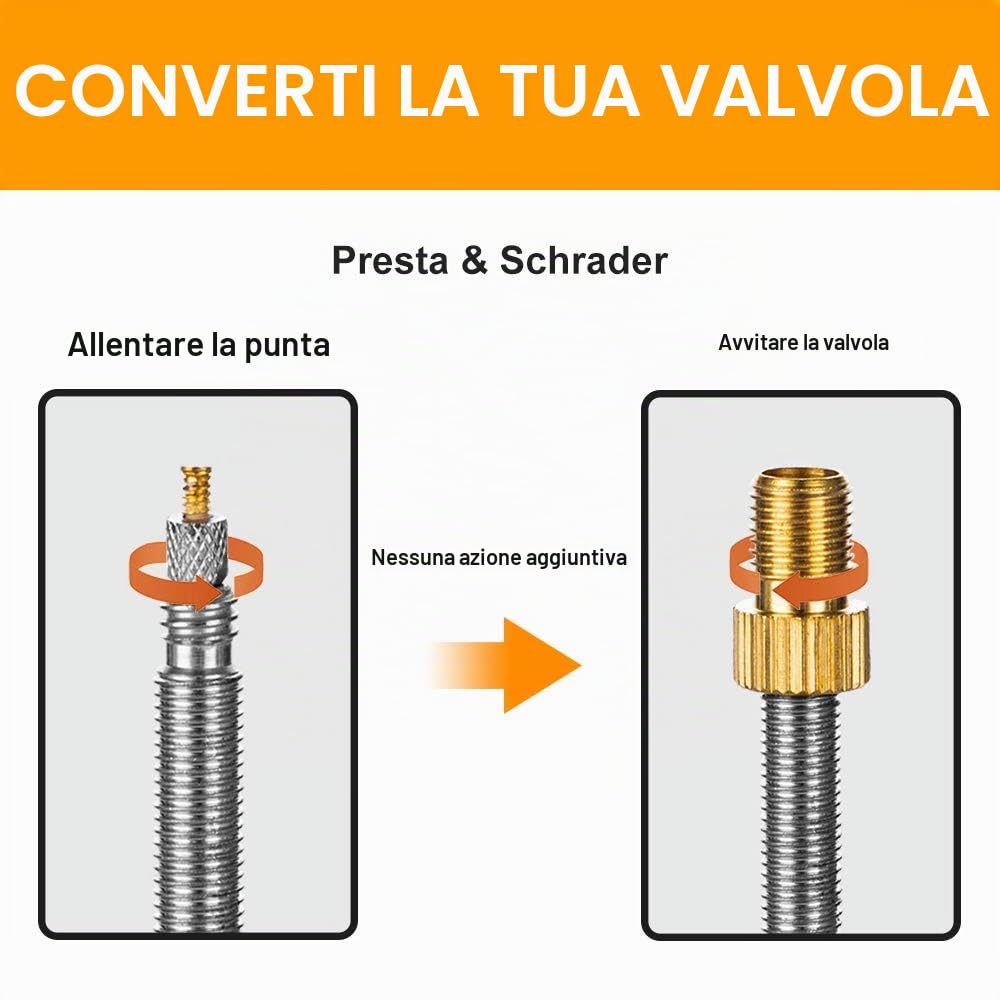 HZJD Adattatore per Valvola Presta, Convertire Presta in Schrader per Bicicletta, Gonfiare pneumatici utilizzando pompa standard o compressore d'aria, Tappi Per Valvole(2pezzi)