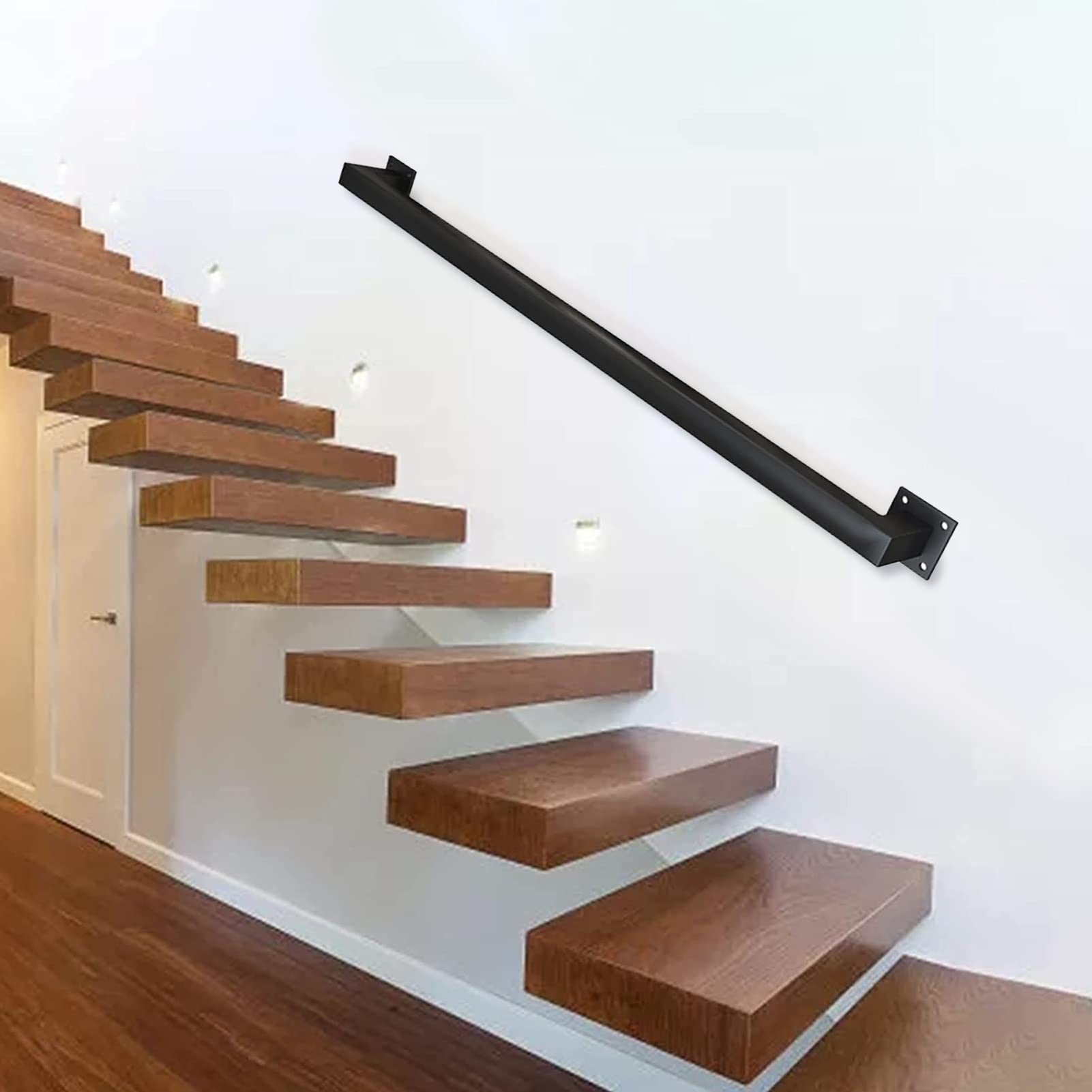 Rampe d'escalier en fer forgé avec supports muraux de sécurité 210 cm