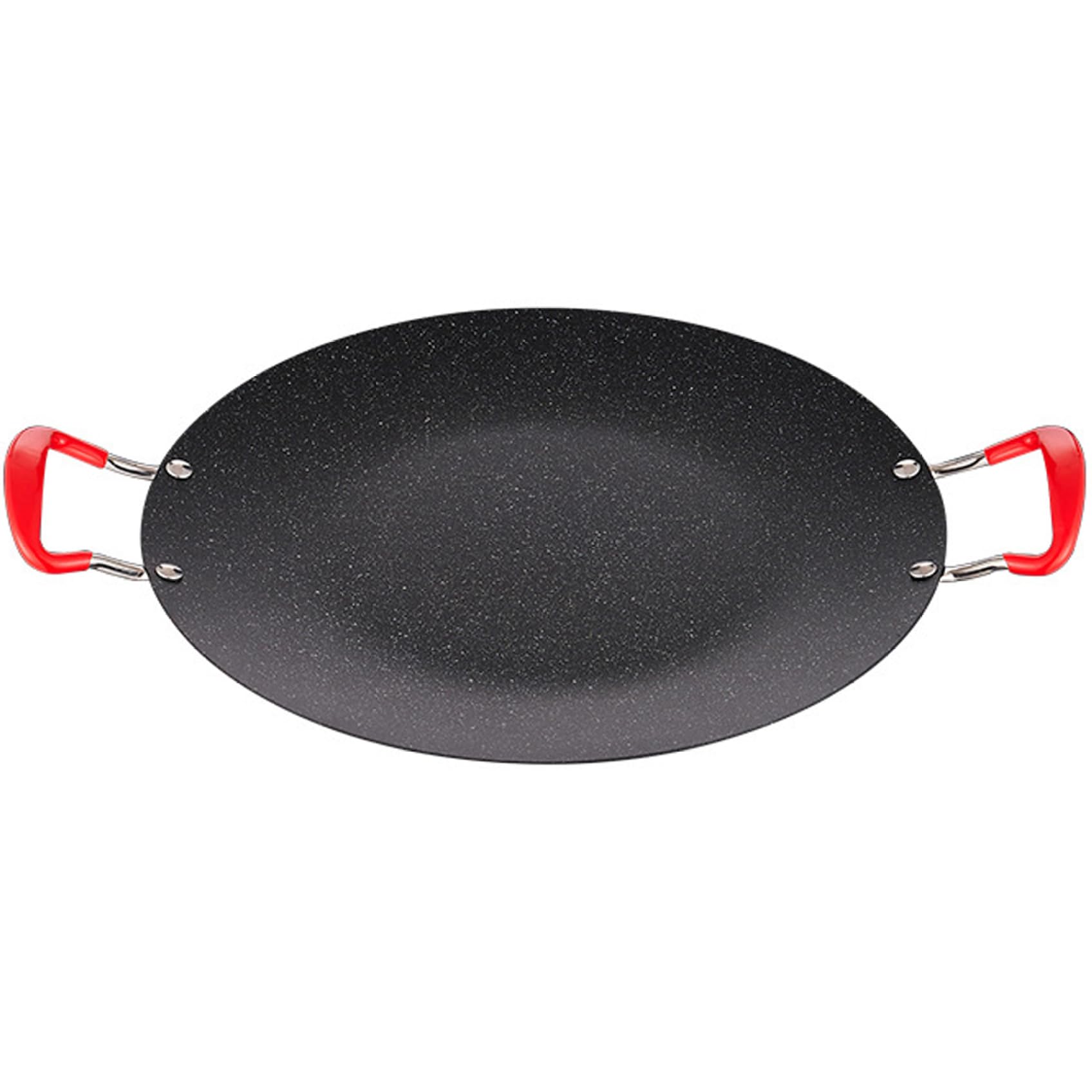 Tsawntd Korean BBQ Grill Pan, 12 Inch Round Cast Iron Grill Pan, Non-stick Korean with Silicone Handle, Non Slip Barbecue for Indoor Outdoor, Gas Stove/Induction Cooker