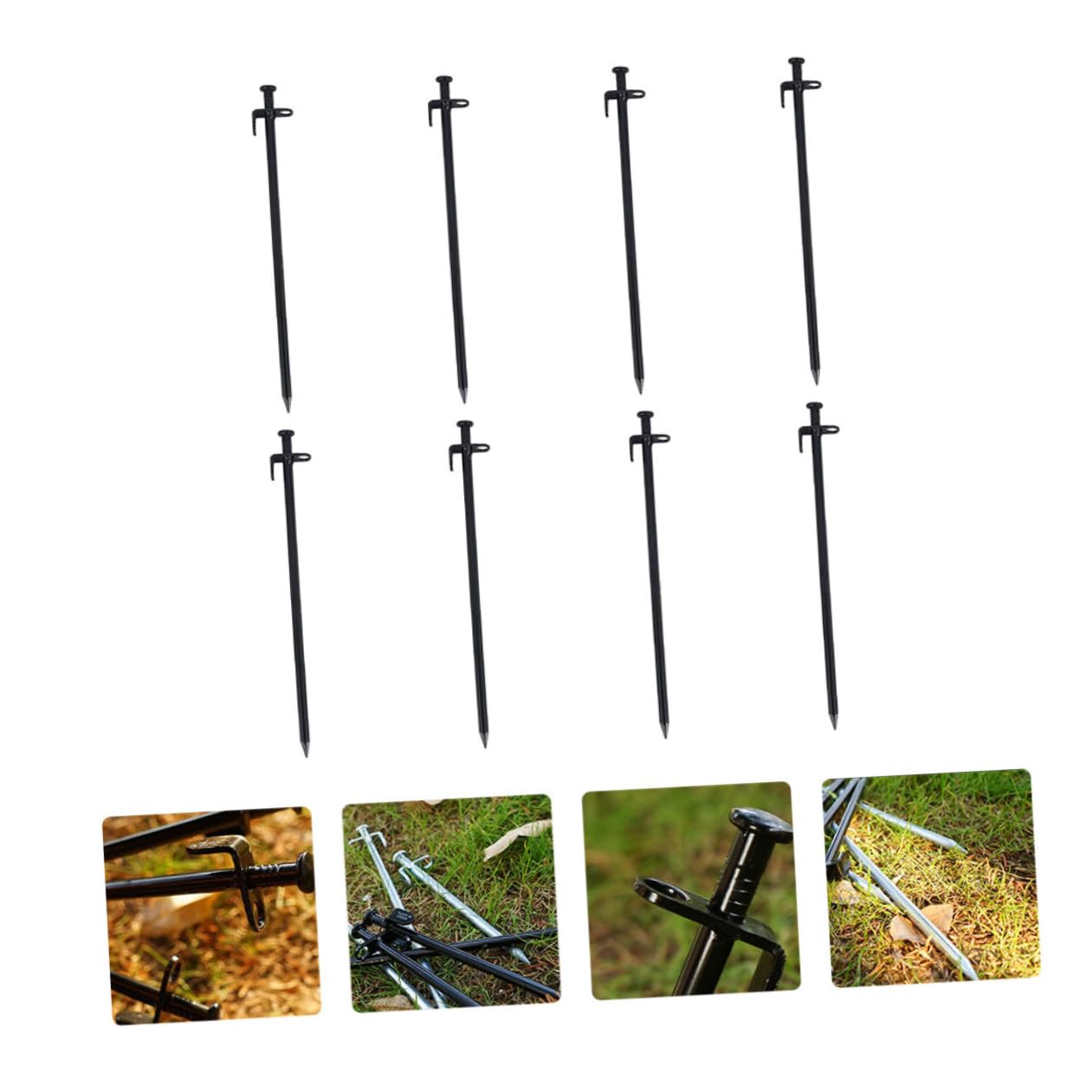 Picchetti per Tende da Campeggio Robusti e Portatili 8 Pezzi in Acciaio Inossidabile Design Tondo Testa e Foro, per Attività Outdoor e Escursionismo