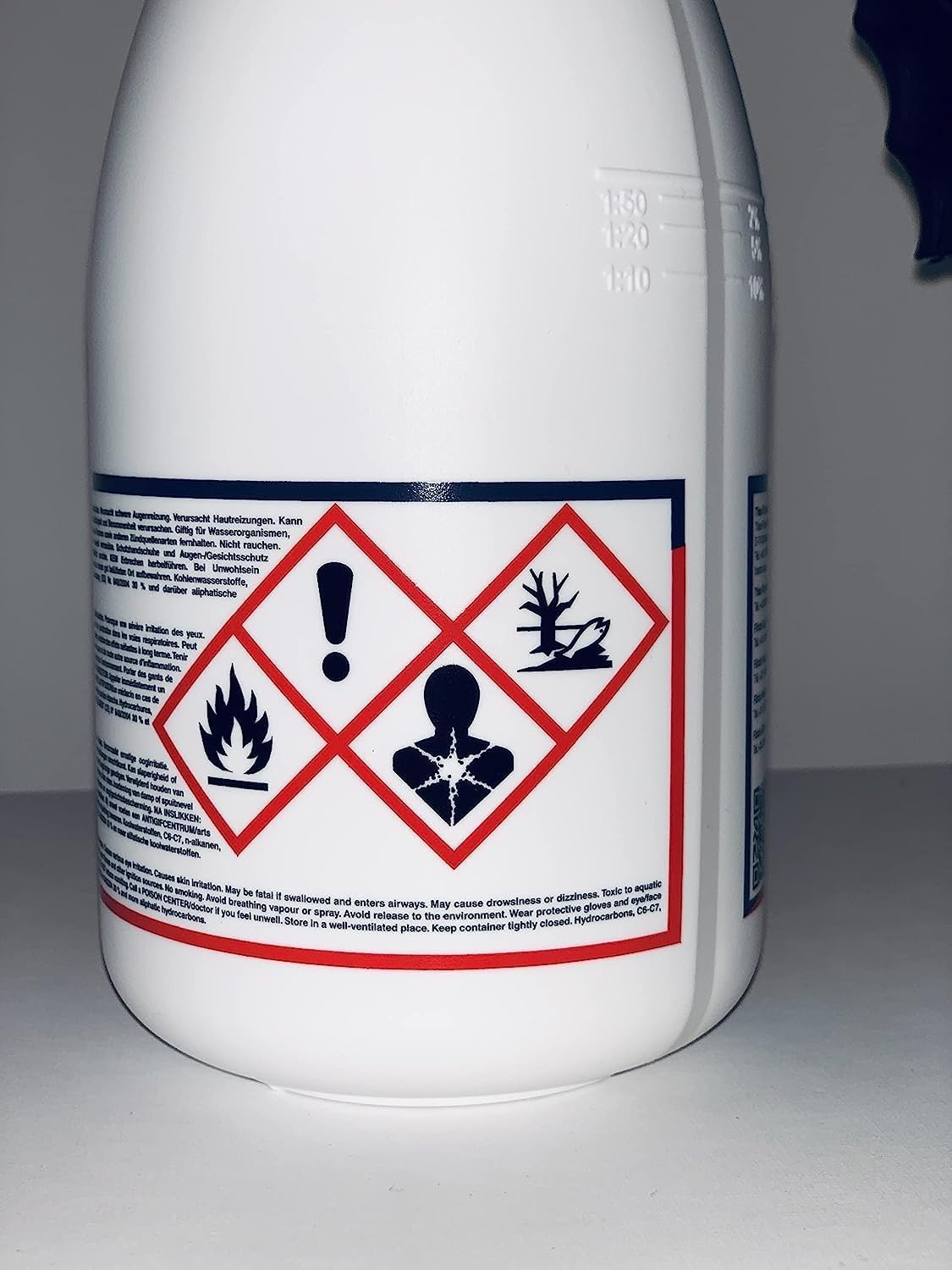 Drucksprüher, 1 l, für Chemikalien auf Lösungsmittelbasis, professionelle Sprühflasche mit Handpumpe, verstellbare Düse, bis 3 bar, für Industrie-Reiniger, Motor