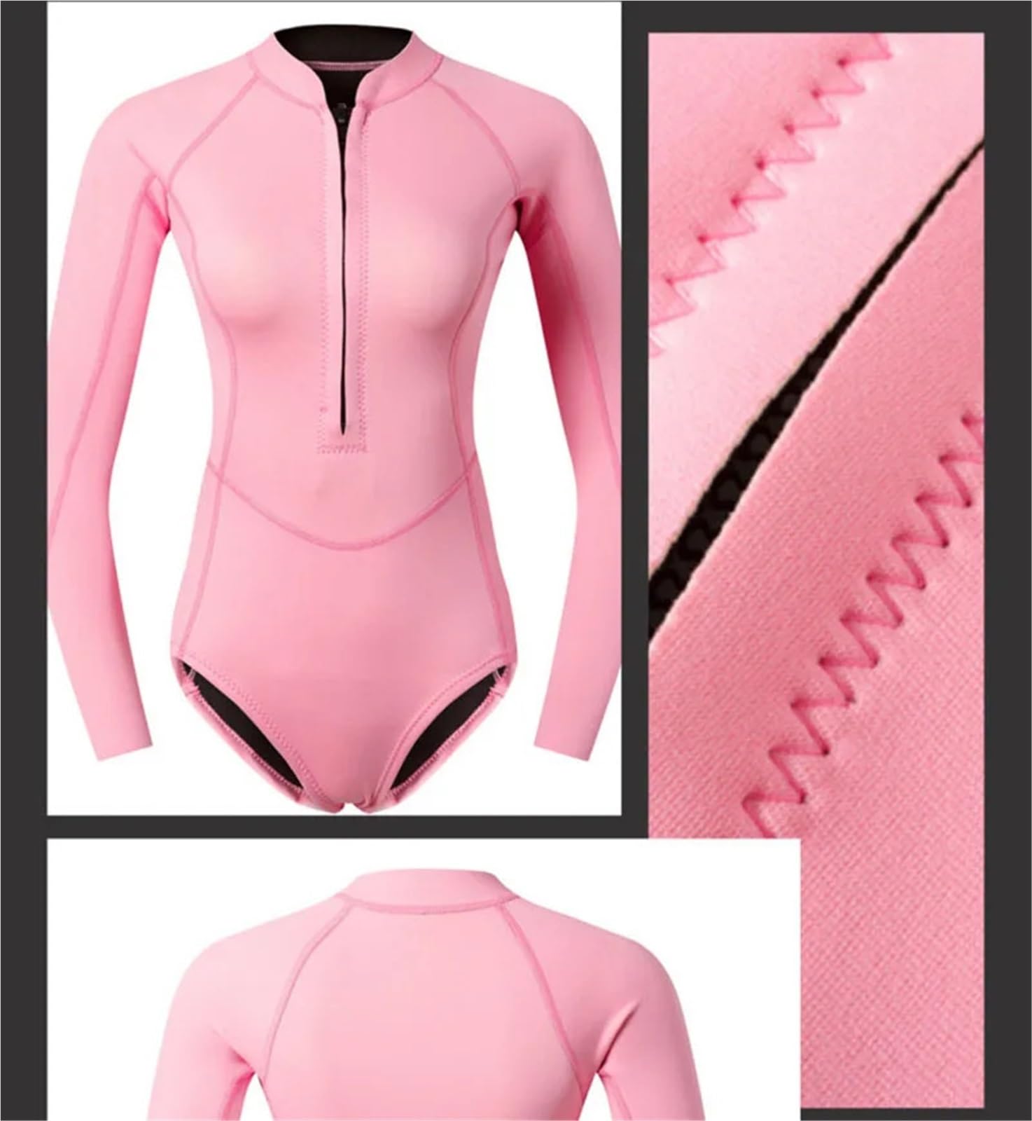 Mutino da Sub Muta da Sub da Donna in Neoprene da 2 Mm Attrezzatura da Sub Rosa Costume da Bagno A Maniche Lunghe Costume da Bagno da Surf Muta da Snorkeling(Pink,M)